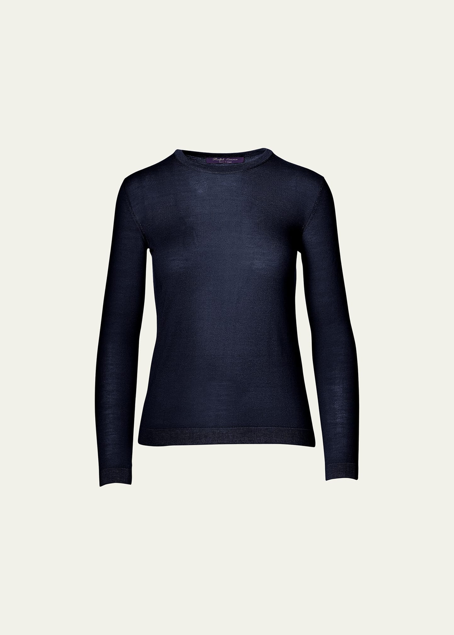 Crewneck Long-Sleeve Cashmere Jersey Sweater