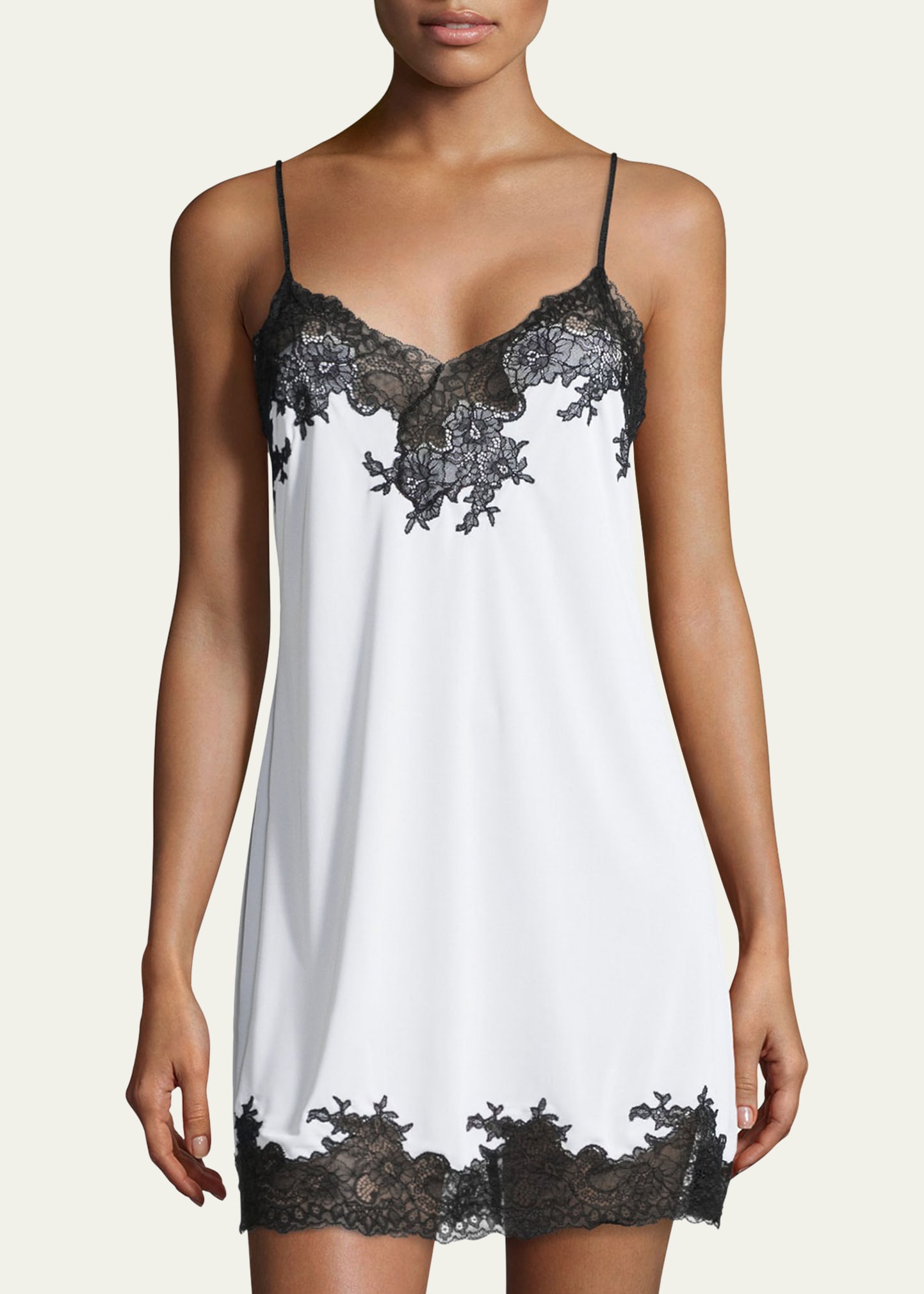 Natori Enchant Lace-trim Chemise In Ivory / Black