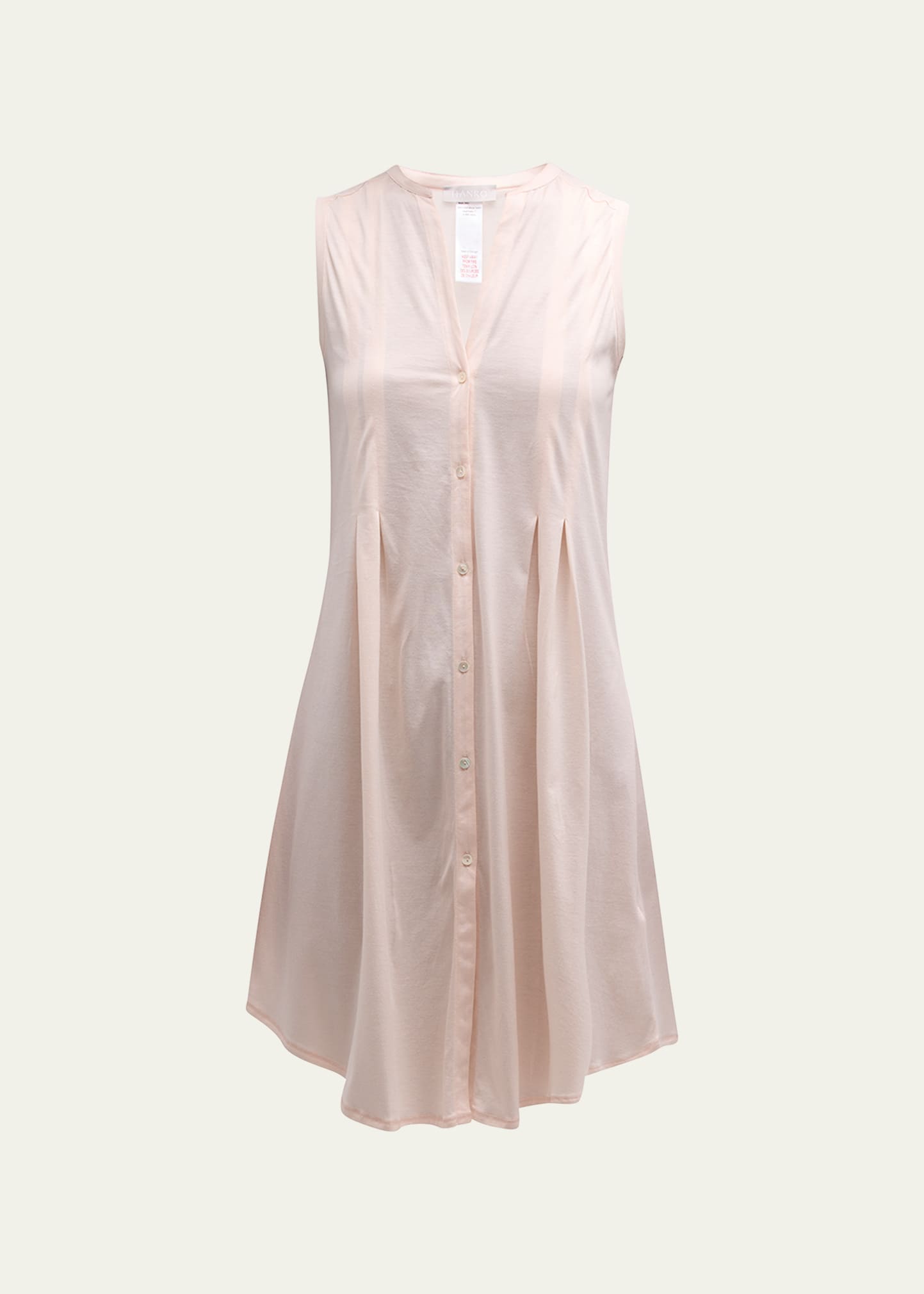 Hanro Cotton Deluxe Sleeveless Shirtwaist Nightgown In Light Pink