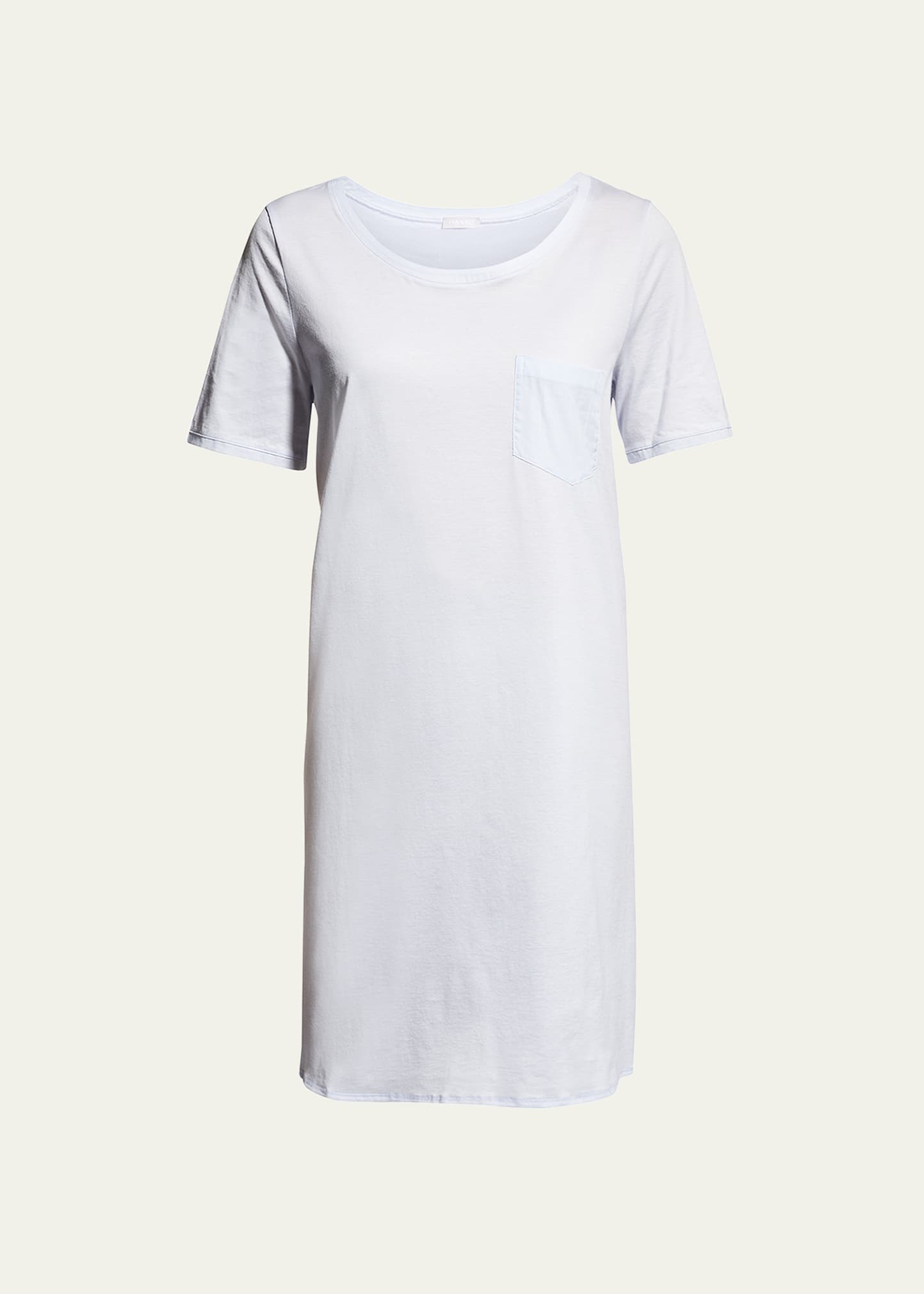 Hanro Cotton Deluxe Short-sleeve Big Sleepshirt In Blue Glow