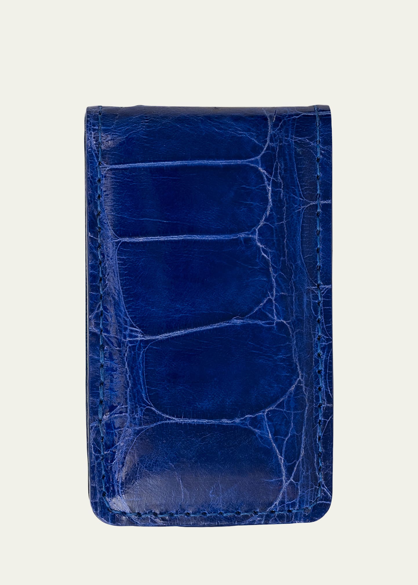Shop Abas Men's Alligator Leather Magnetic Money Clip In Electric Blue
