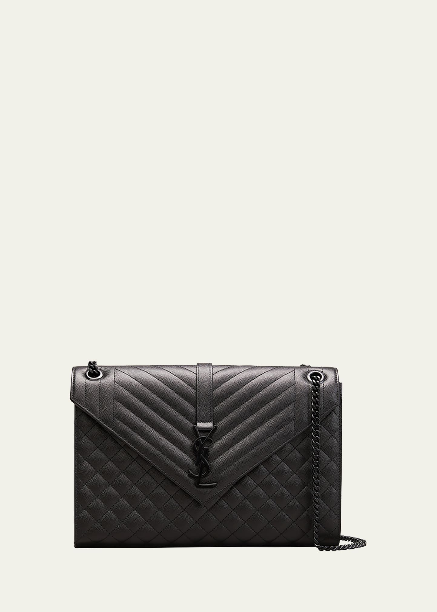 Saint Laurent Large Tri-Quilted Matelasse Grain de Poudre Flap 