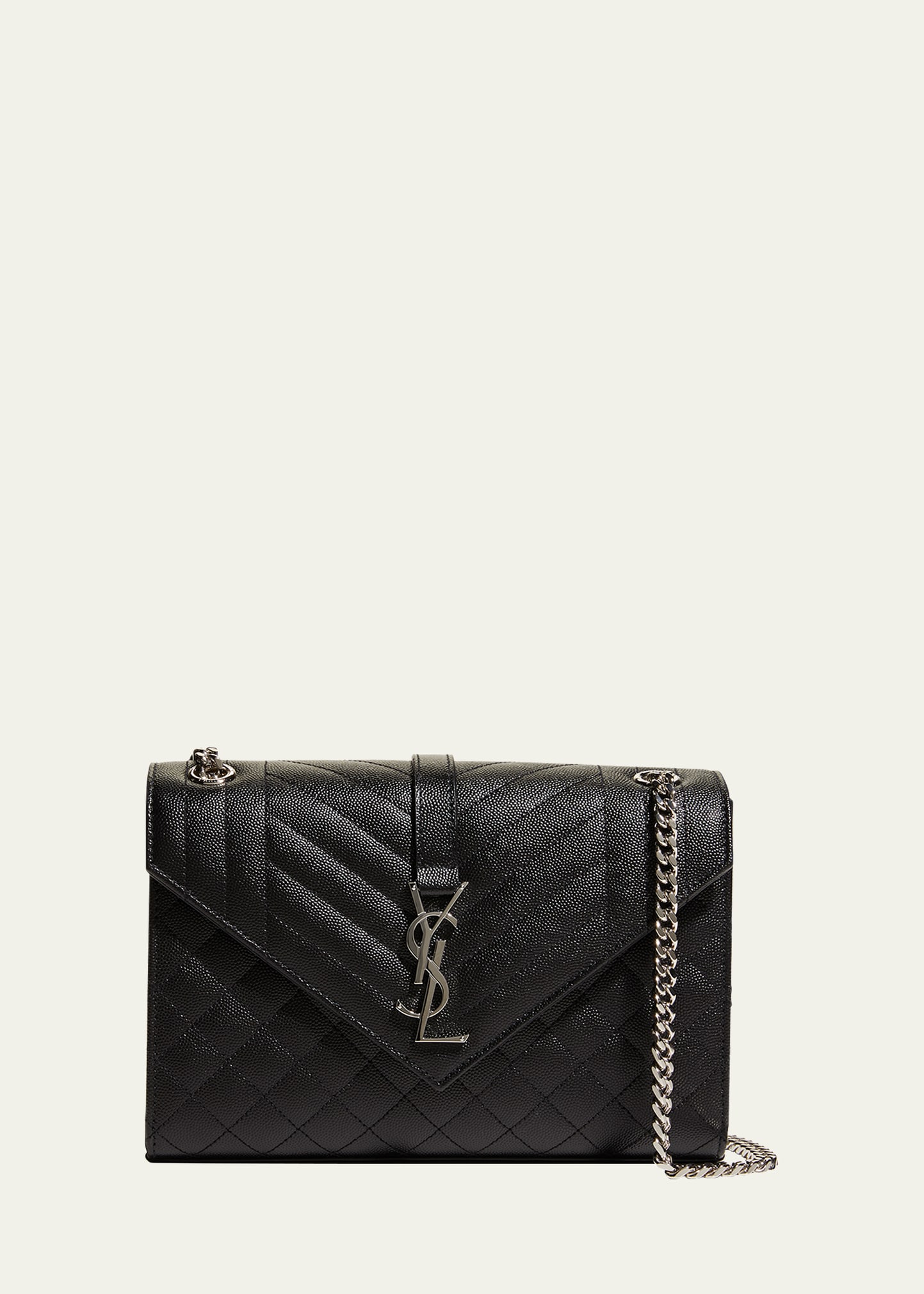 Saint Laurent Medium Envelope Chain Shoulder Bag In Black