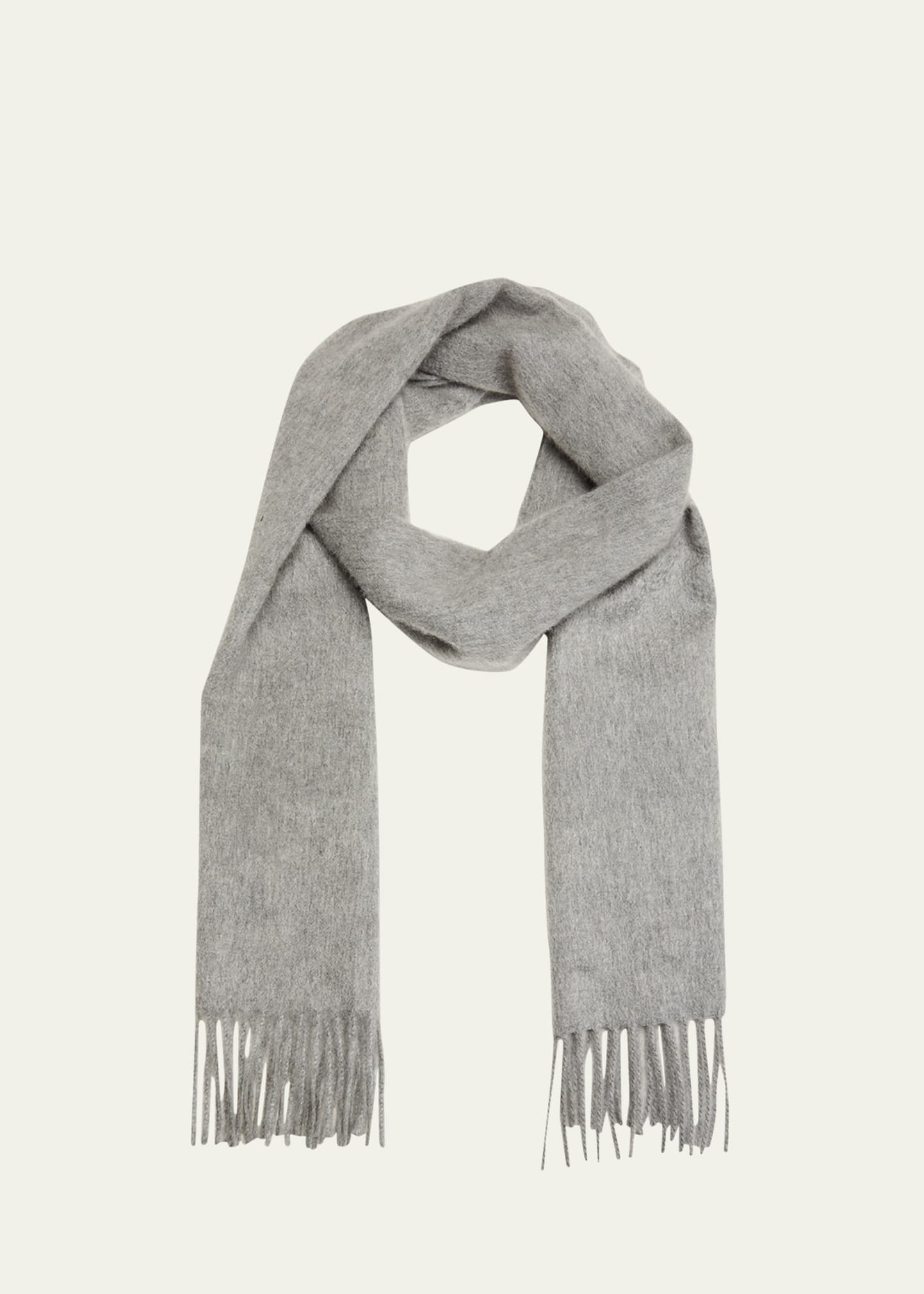 Begg & Co Men's Arran Cashmere Fringe Scarf In Gray