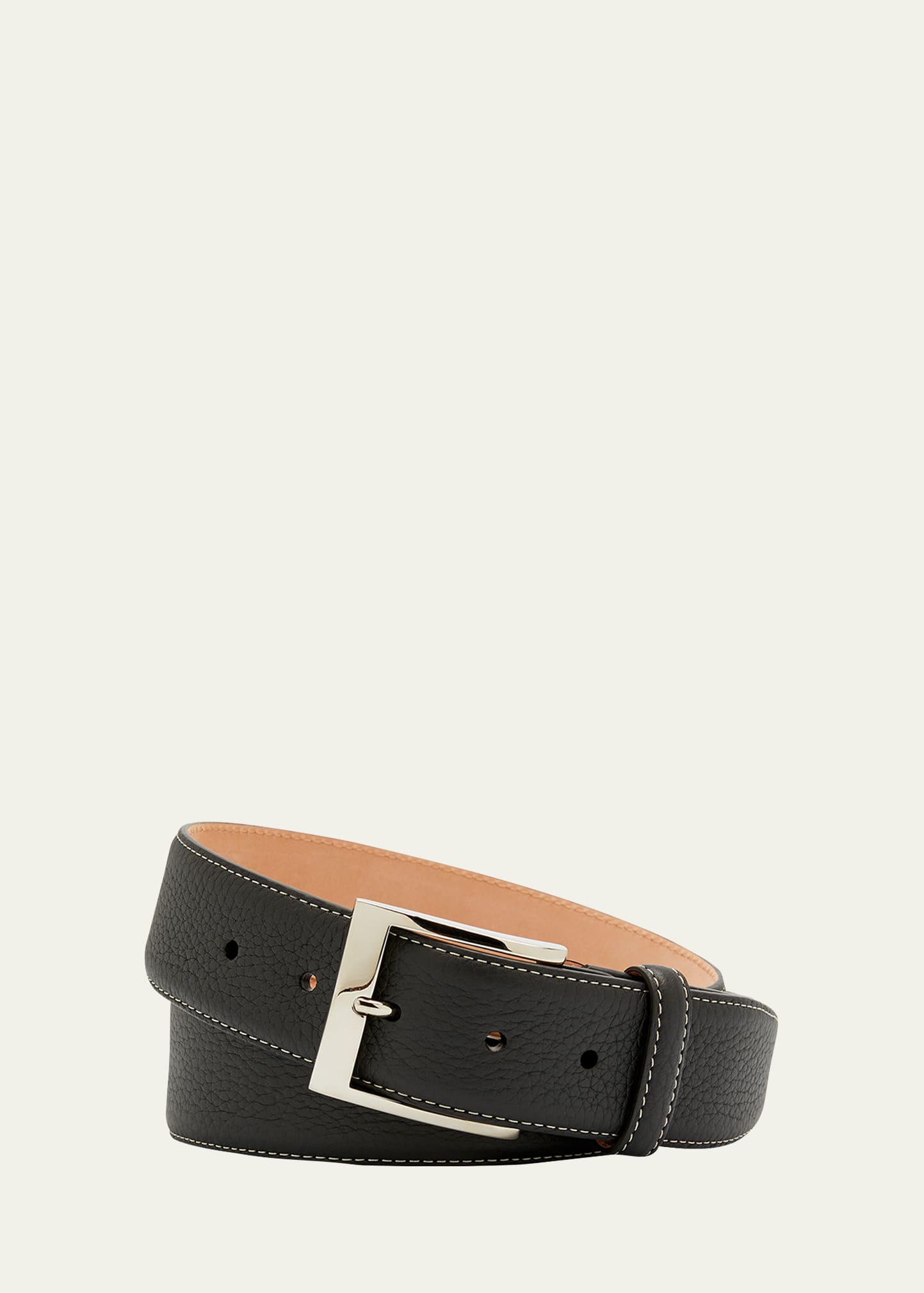 Simonnot Godard Men's Lagun Grained Leather Belt, 40mm In Black