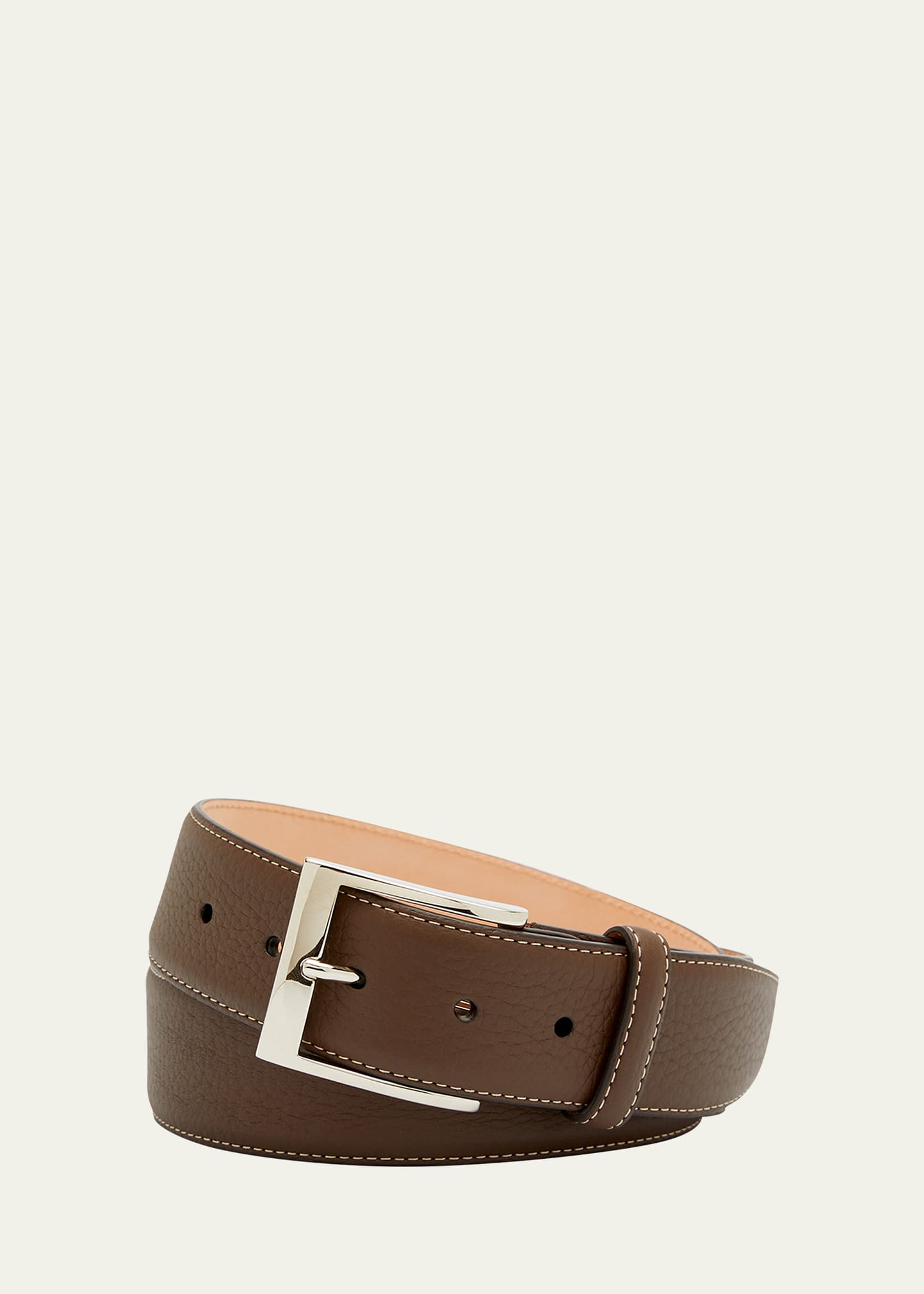 Simonnot Godard Men's Lagun Grained Leather Belt, 40mm In Brown