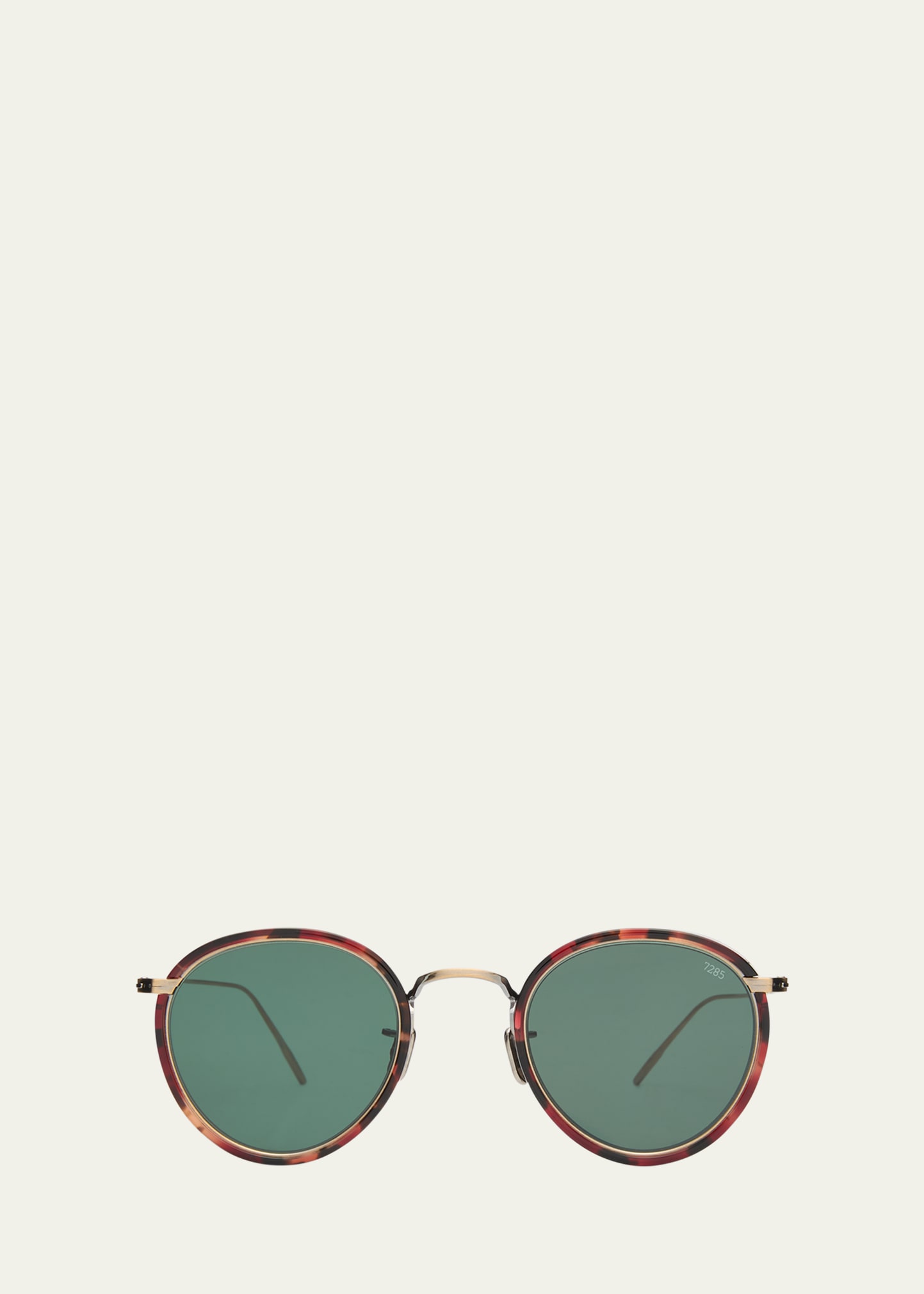 Eyevan Men's 717e Round Acetate-wrapped Metal Sunglasses In 3140 Tort Green