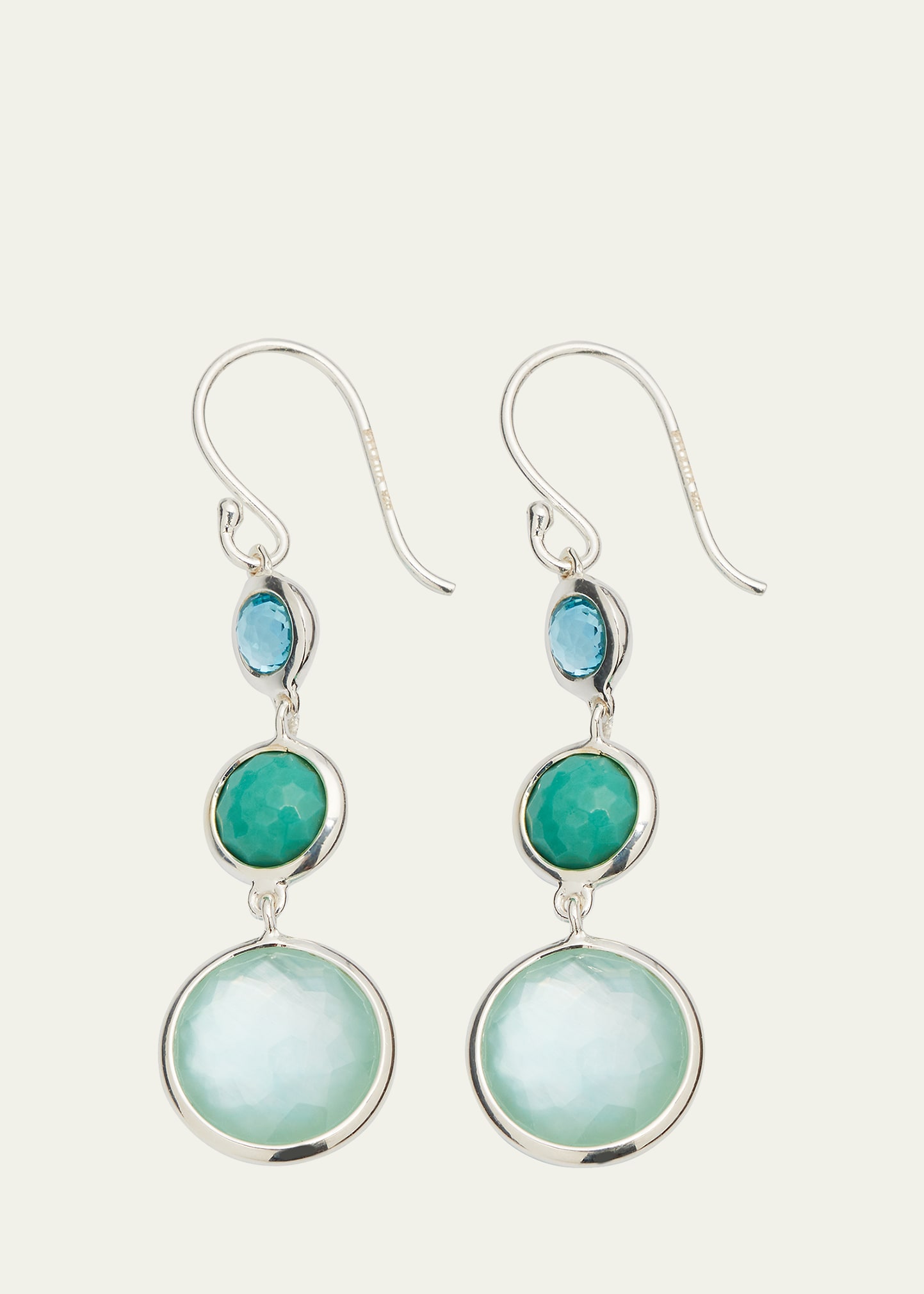 Ippolita Lollitini 3-stone Drop Earrings In Sterling Silver In Waterfall