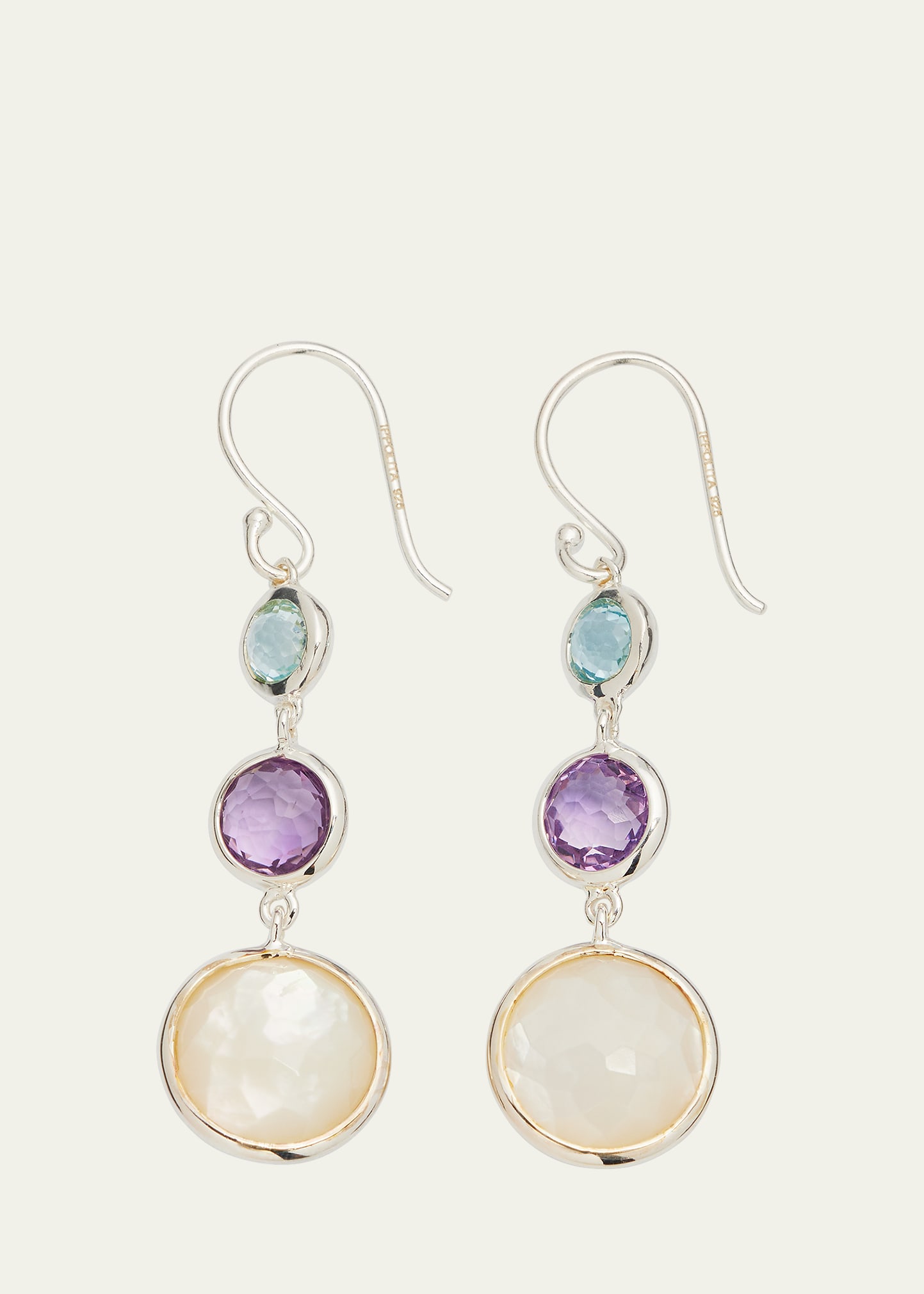 IPPOLITA LOLLITINI 3-STONE DROP EARRINGS IN STERLING SILVER