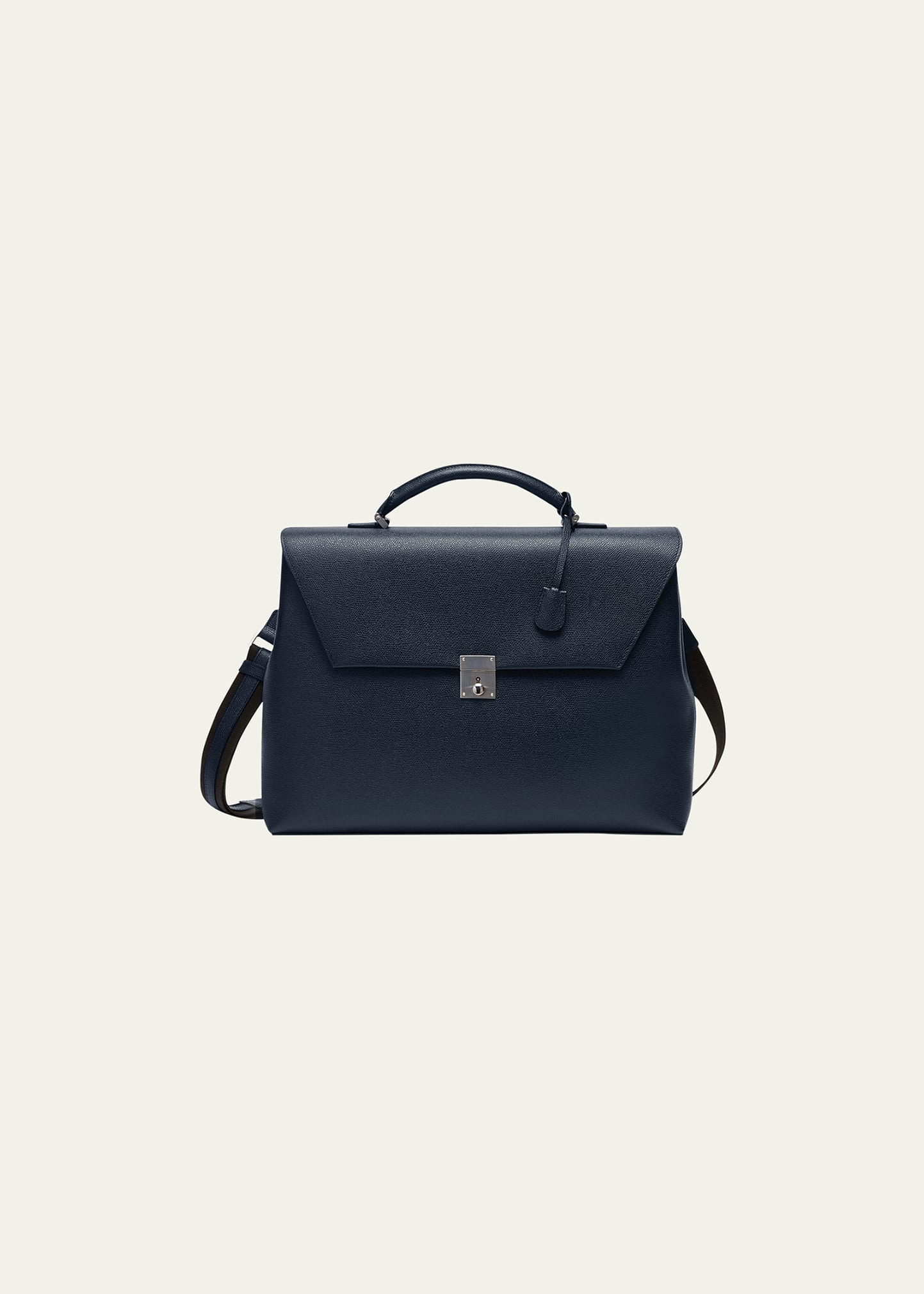 Valextra Men's Avietta Leather Briefcase In Navy