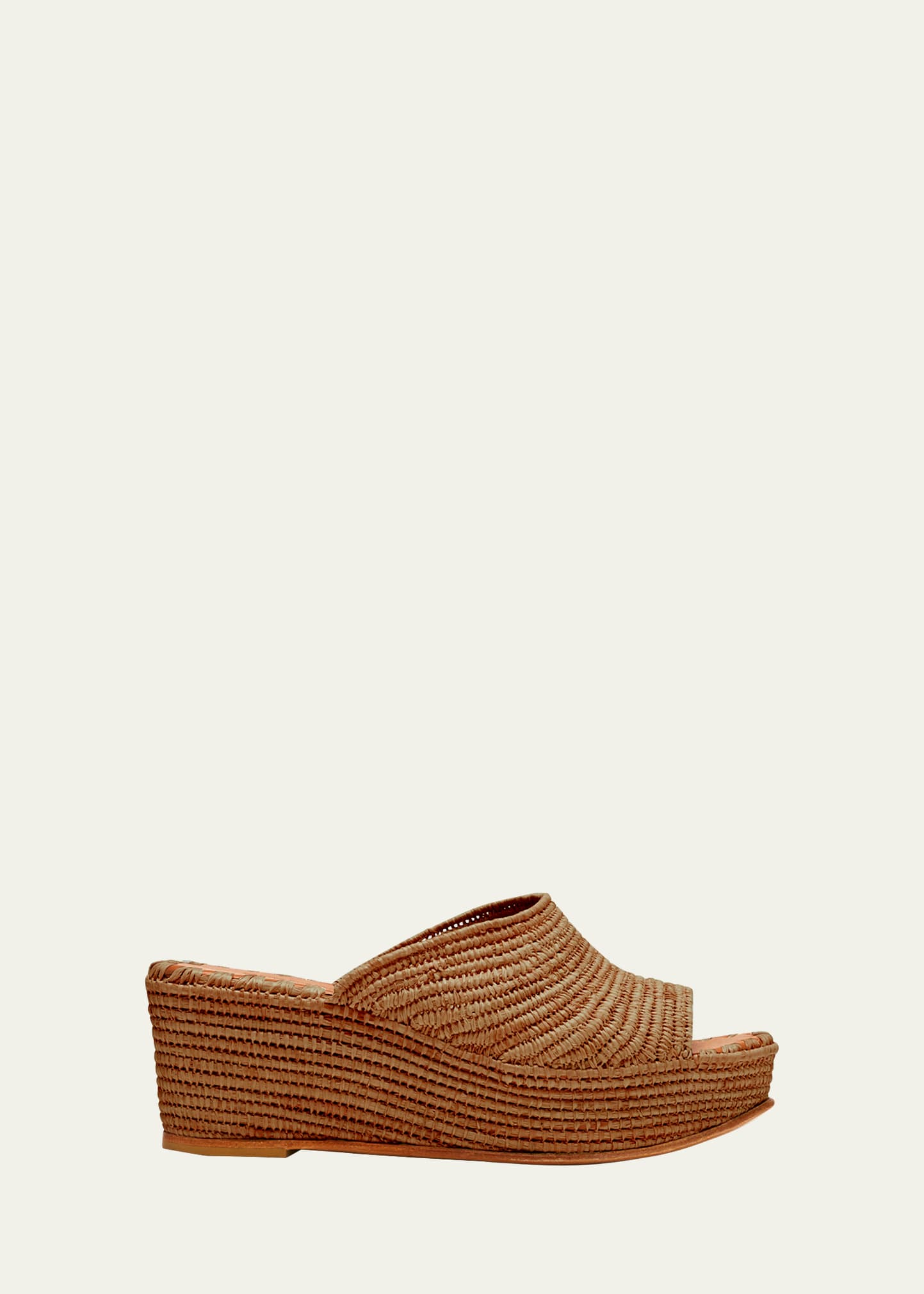 Carrie Forbes Karim Woven Raffia Wedge Slide Sandals In Brown