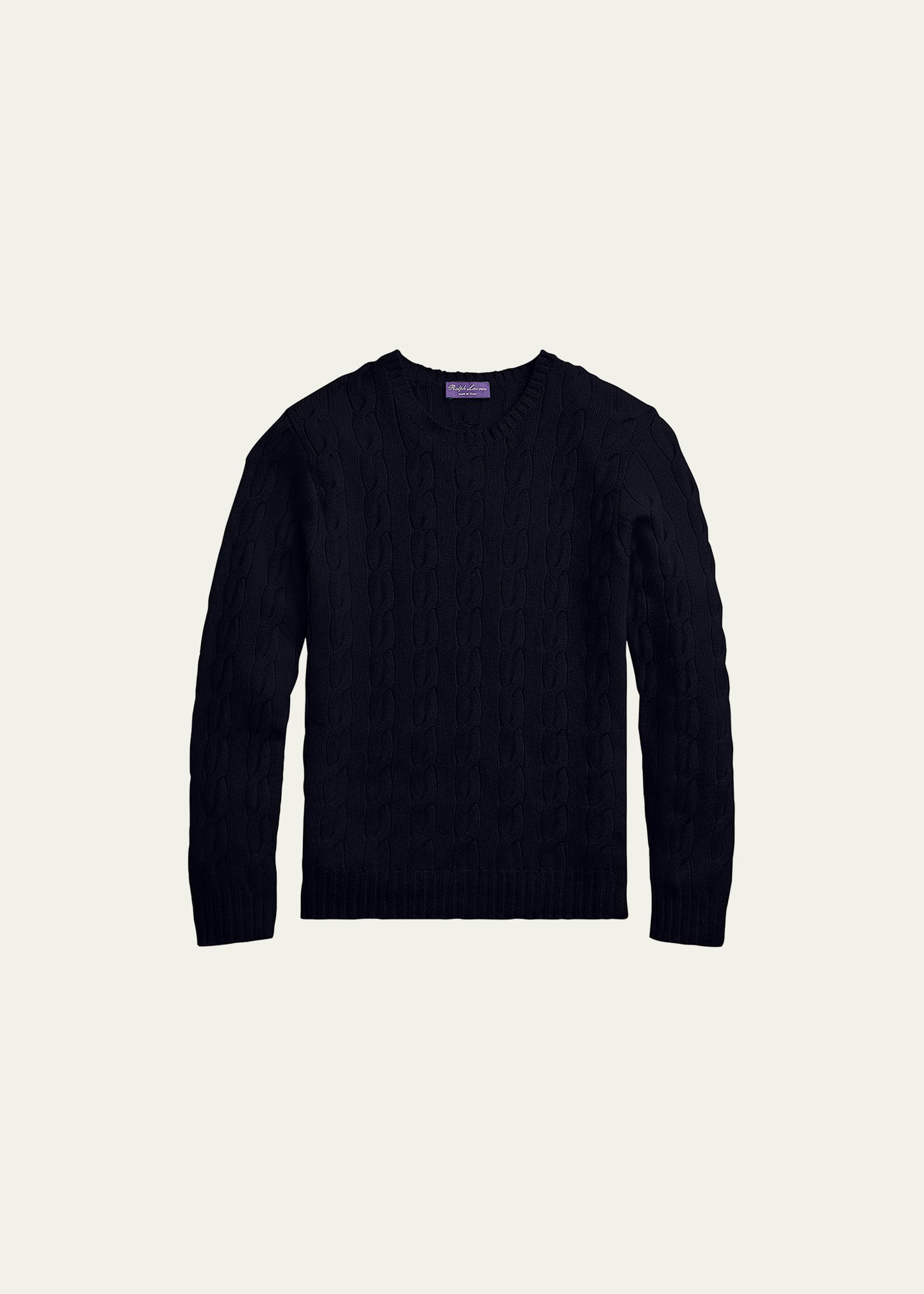 Ralph Lauren Purple Label Cashmere Cable-knit Crewneck Sweater, Navy