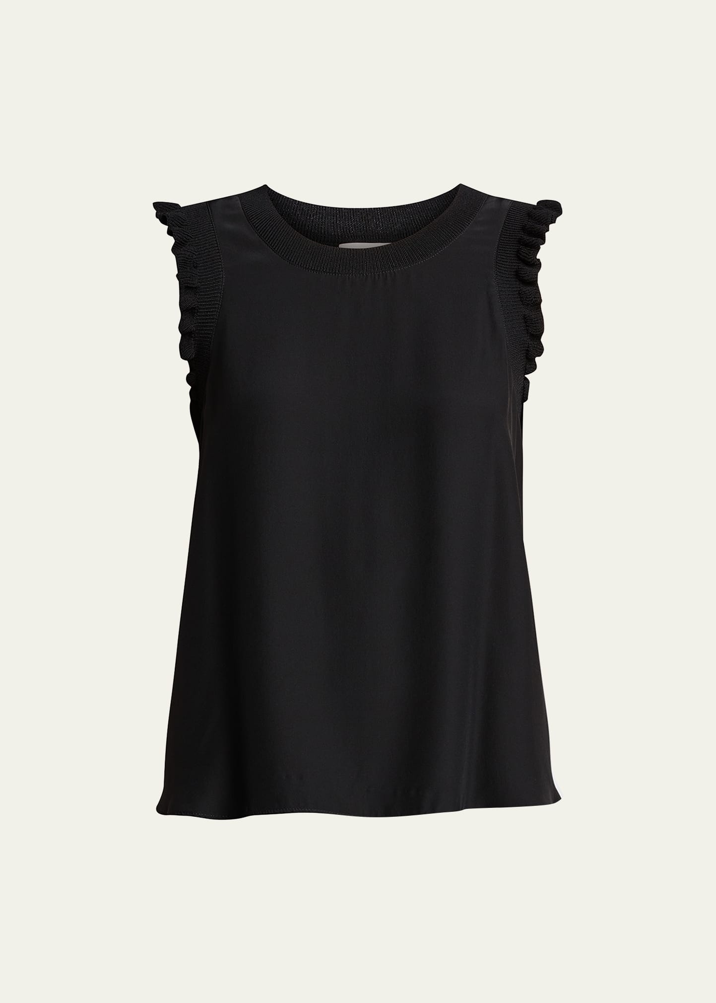 Shop Cinq À Sept Tous Les Jours Lenore Crewneck Sleeveless Silk Top In Black