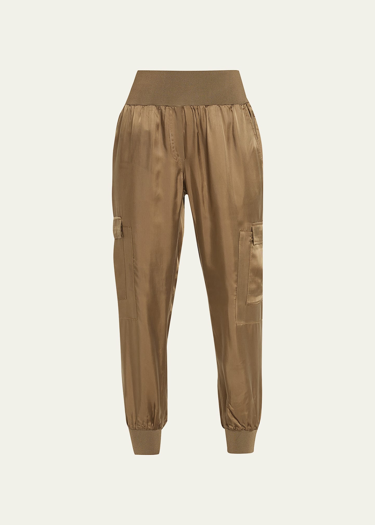 Shop Cinq À Sept Tous Les Jours Giles Satin Jogger Pants In Ivory