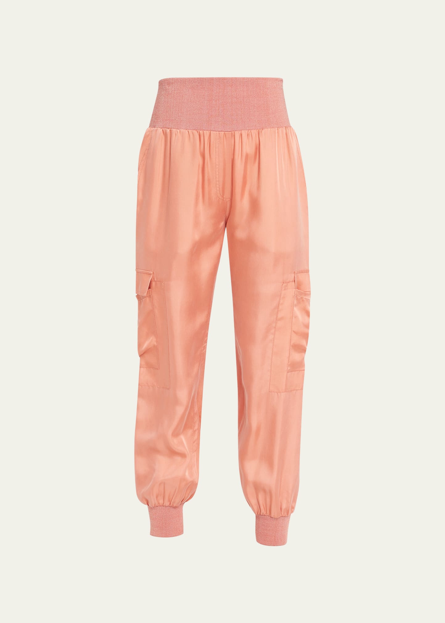 Cinq À Sept Tous Les Jours Giles Satin Jogger Pants In Apricot