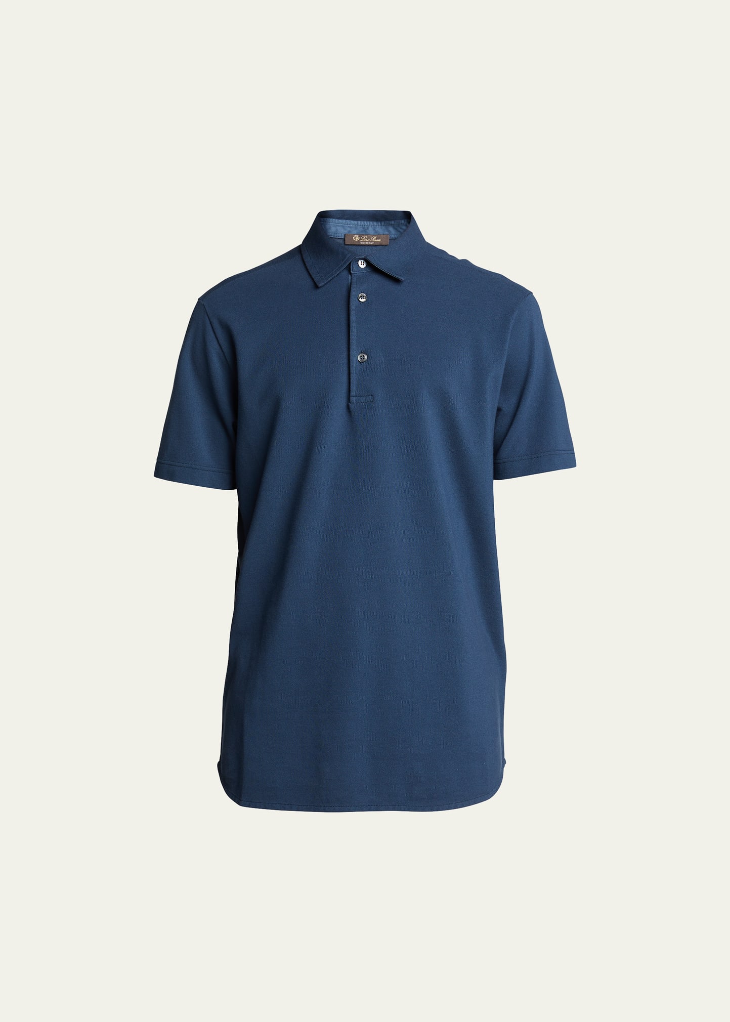 Loro Piana 3-button Cotton Polo Shirt In W594 Eclipse Dyed