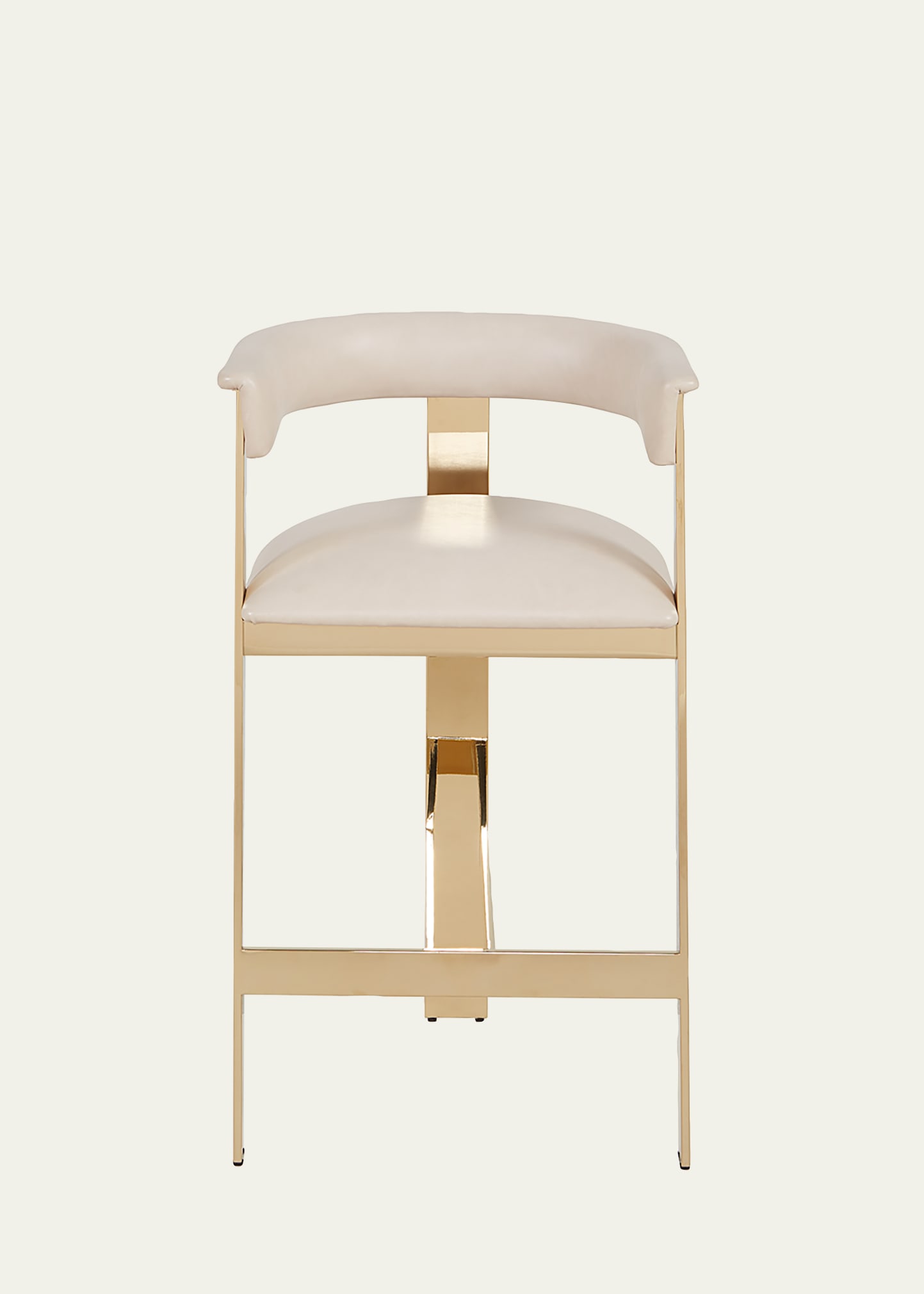 Interlude Home Darla Brass And Leather Counter Stool