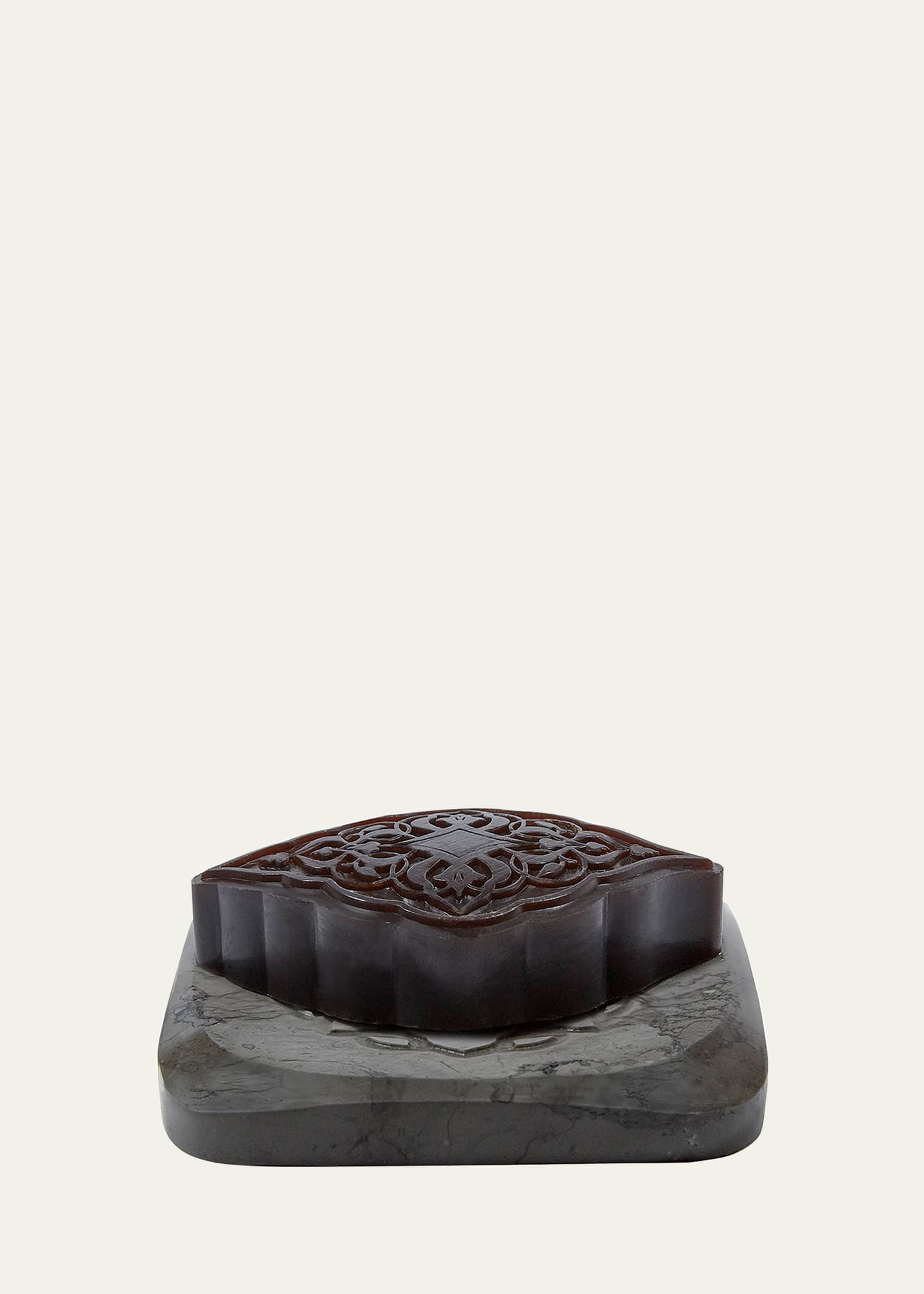 Senteurs D'orient Grey Marble Plate With Amber Ma'amoul Soap In Black