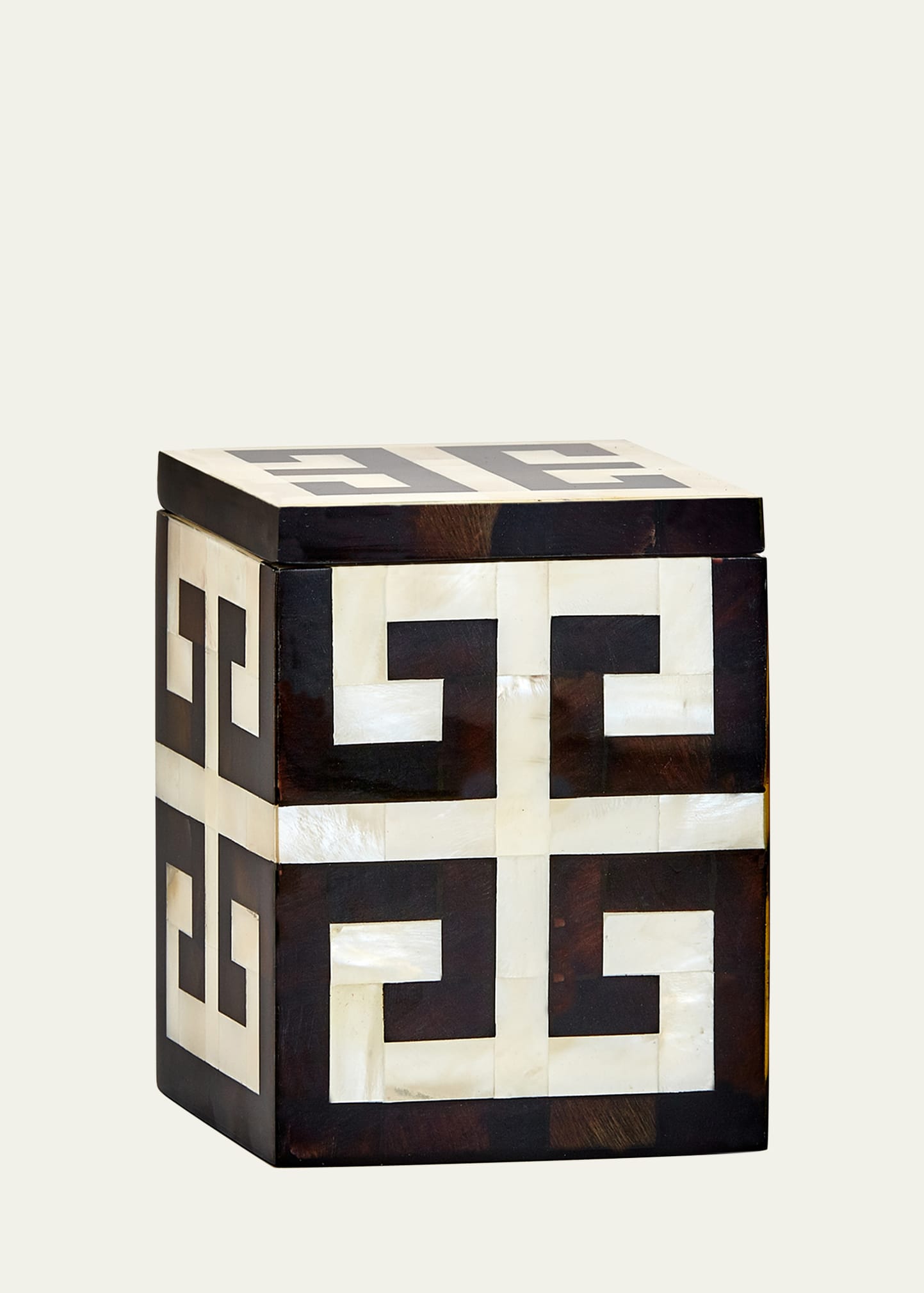 Labrazel Greek Key Canister In Ivory Ebony