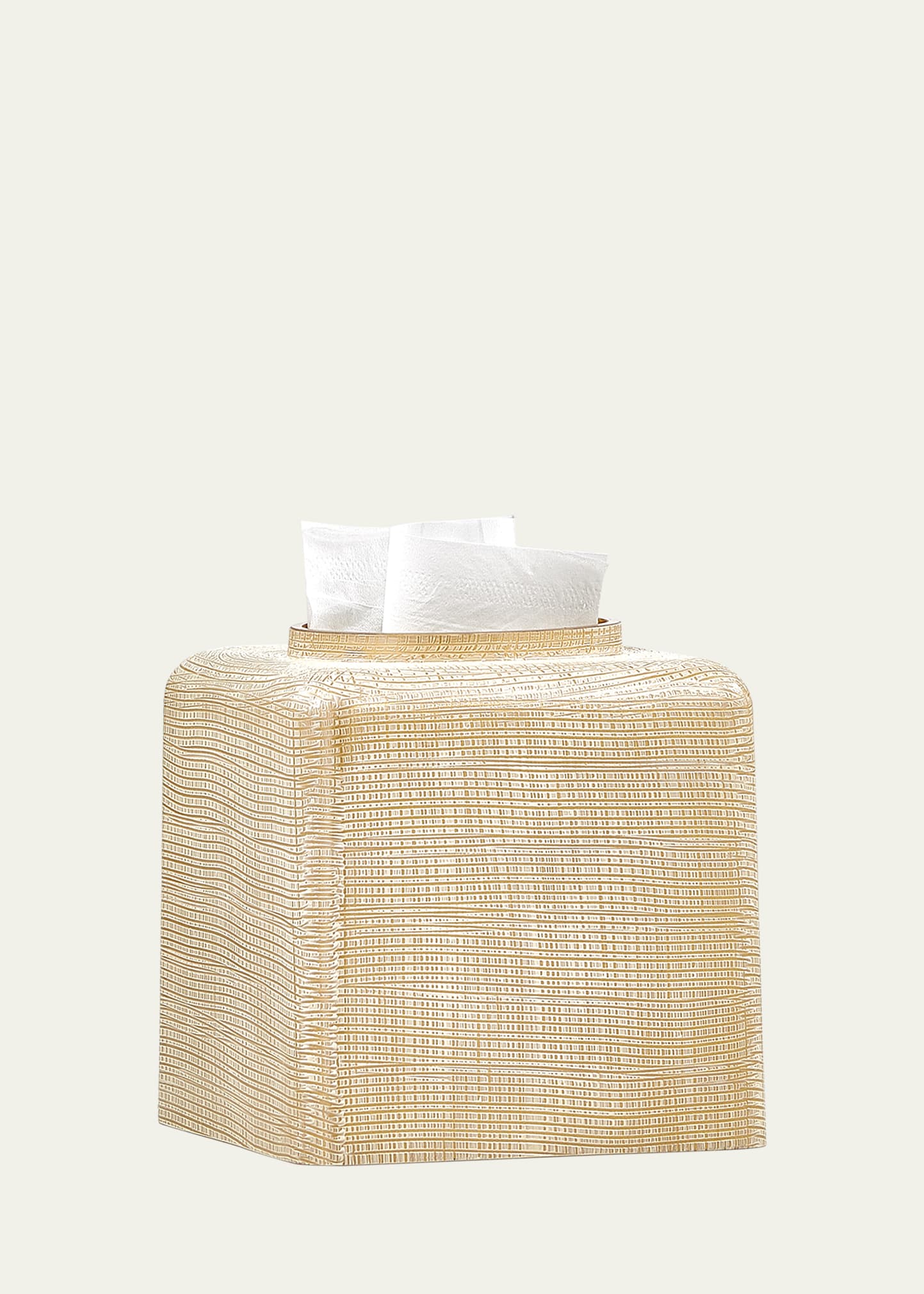 Labrazel Woven Tissue Box Cover, Gold In Gold/white