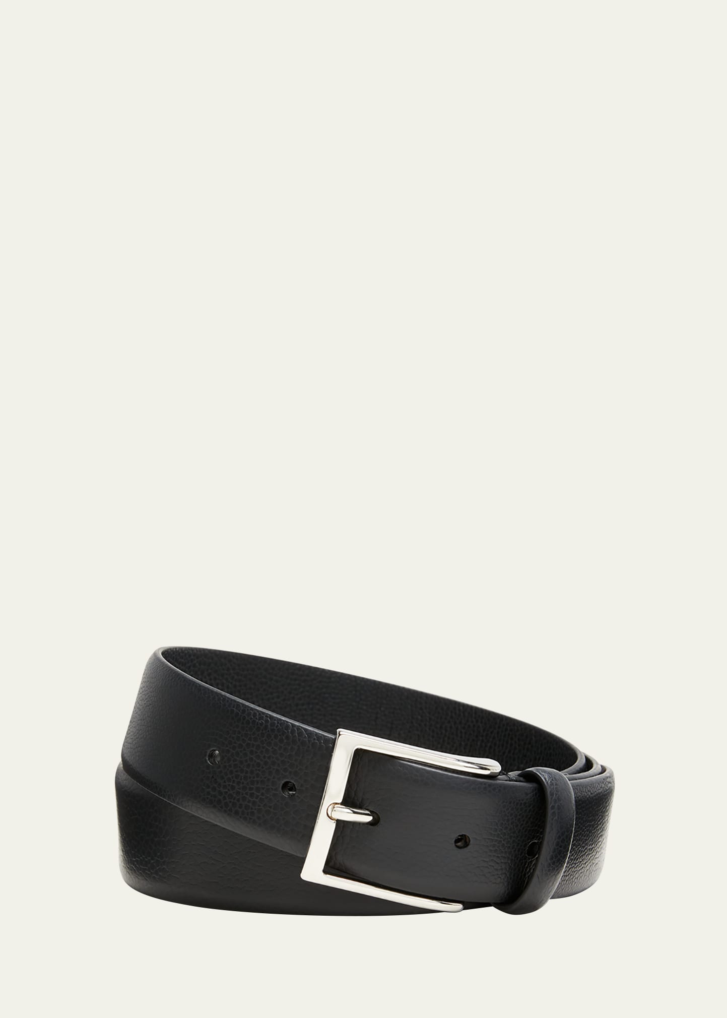 Simonnot Godard Men's Galuchat Grained Leather Belt, 35mm In Black