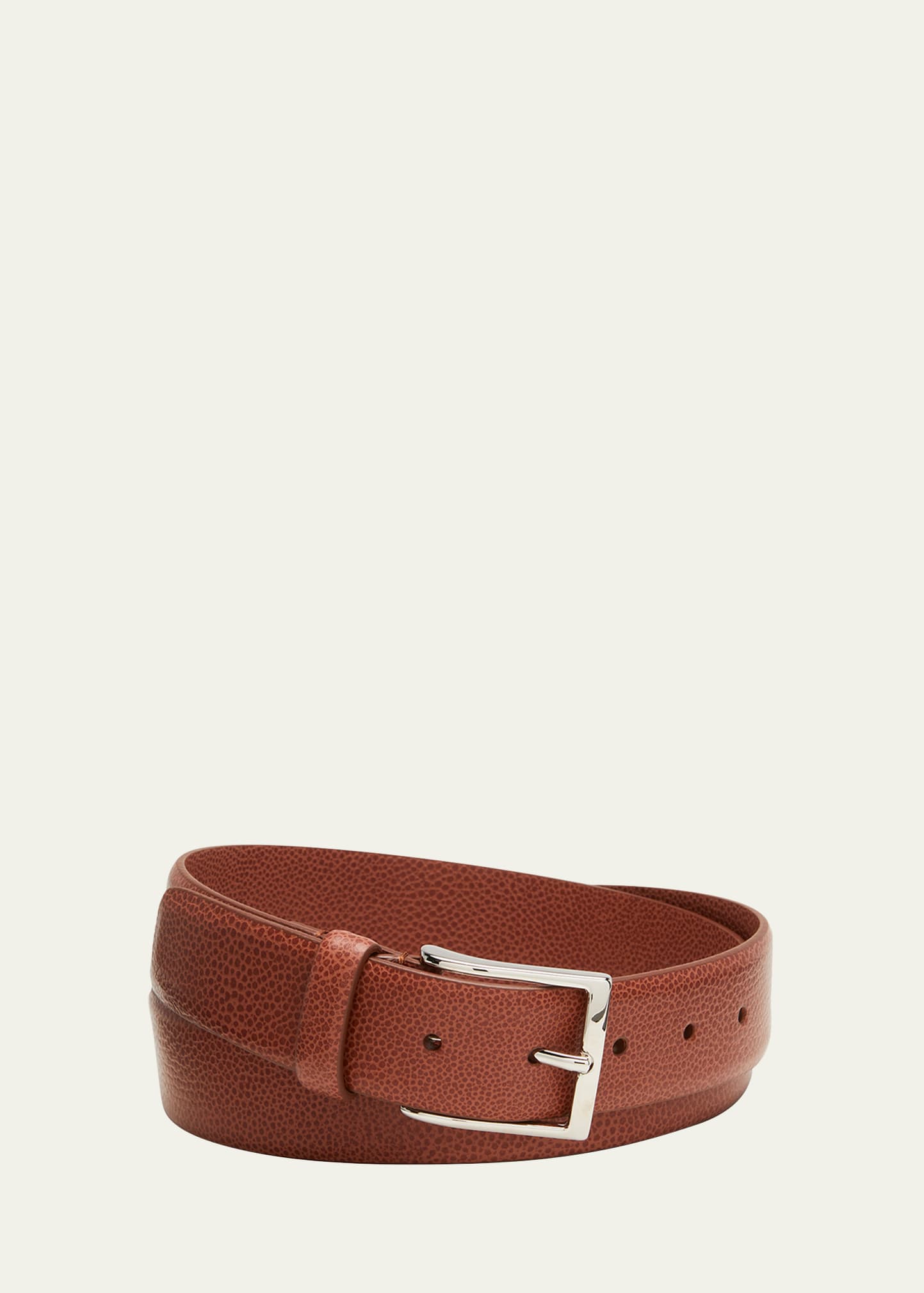 Simonnot Godard Men's Galuchat Grained Leather Belt, 35mm In Cognac