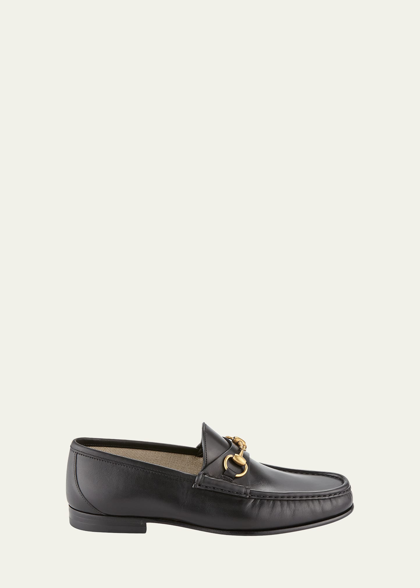 Shop Gucci Men's Leather Horsebit Loafers In Black