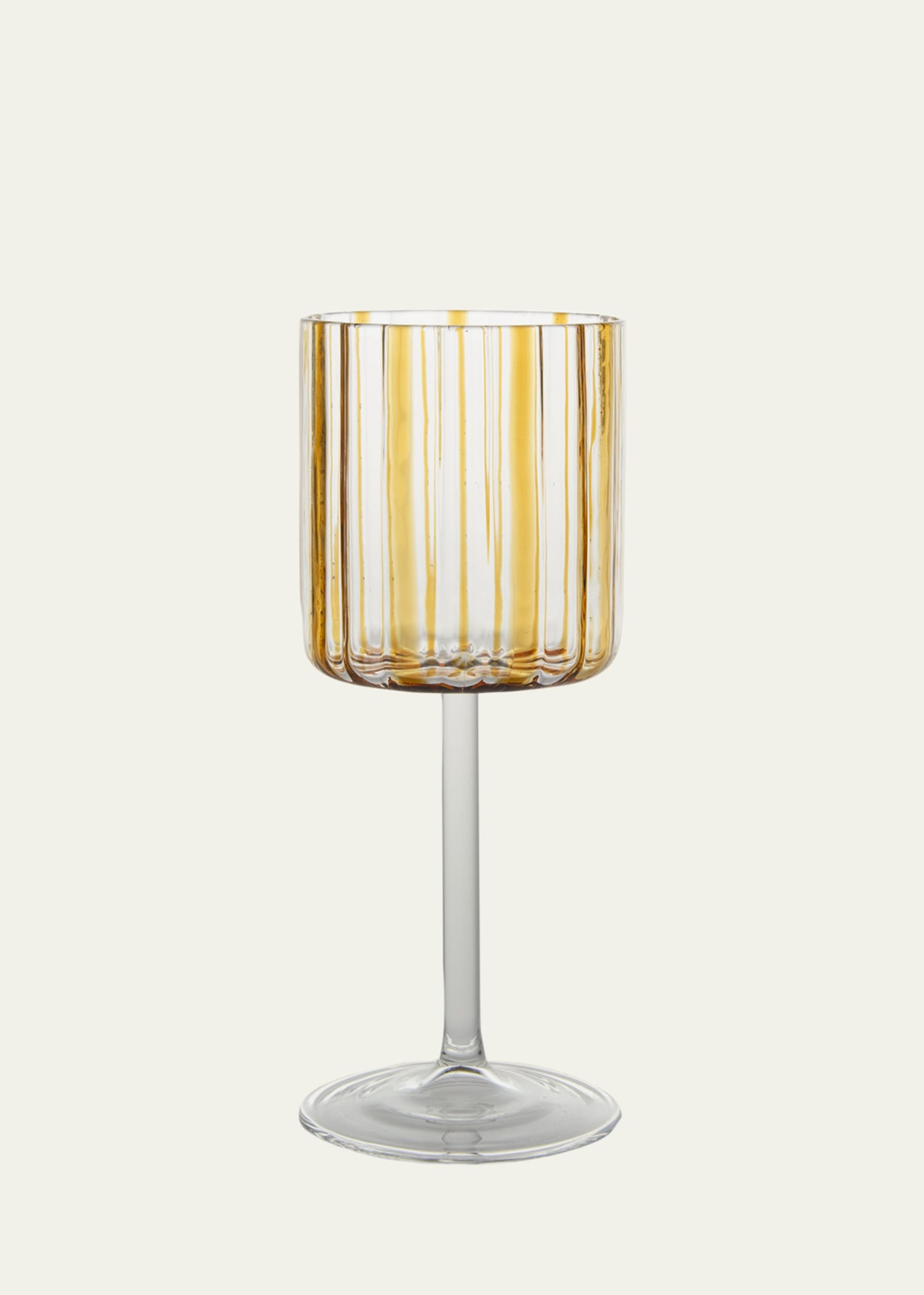 Tuttoattaccato Amber Striped Stemmed Wine Glass In Yellow