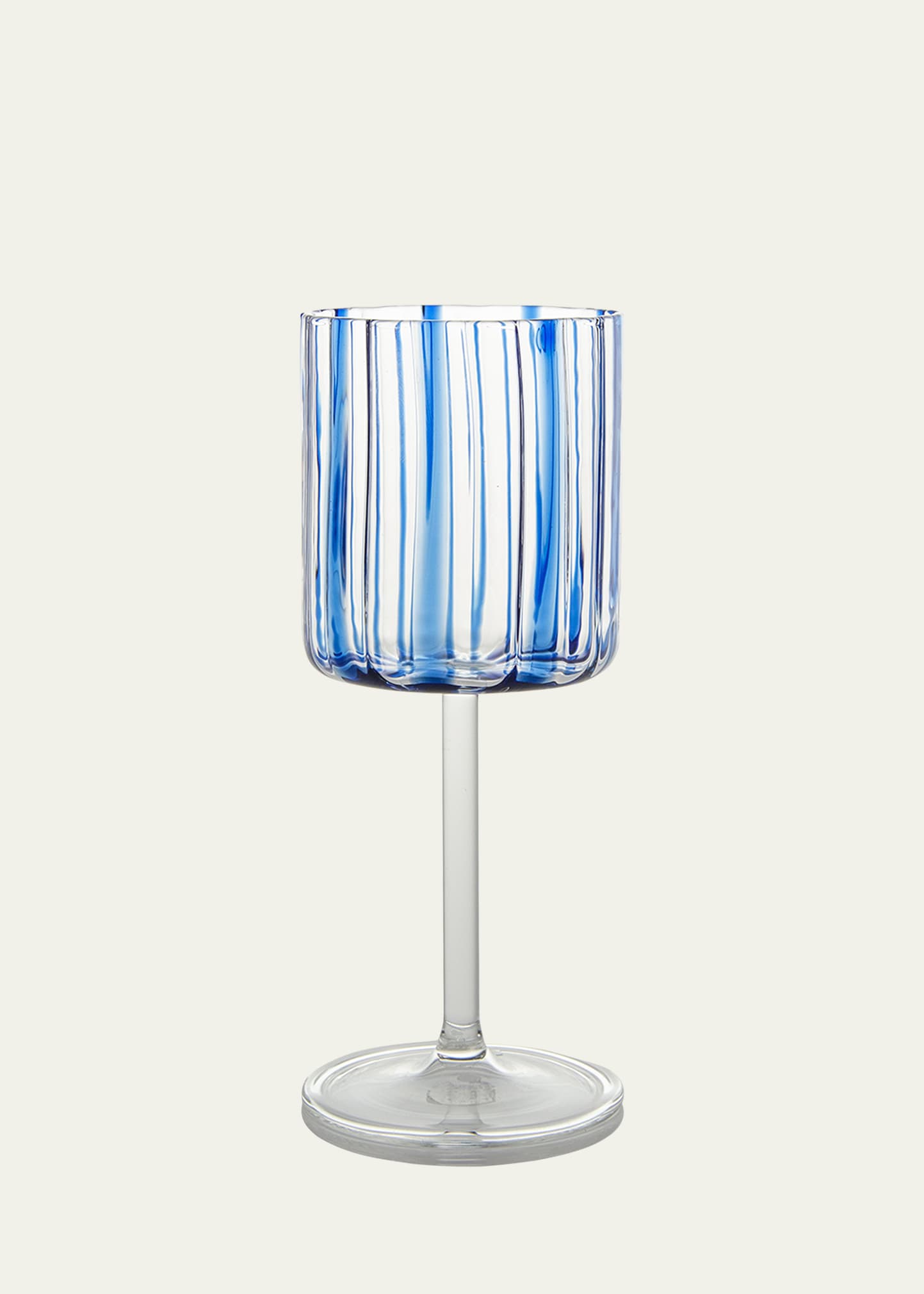 Tuttoattaccato Blue Striped Wine Glass In Blue