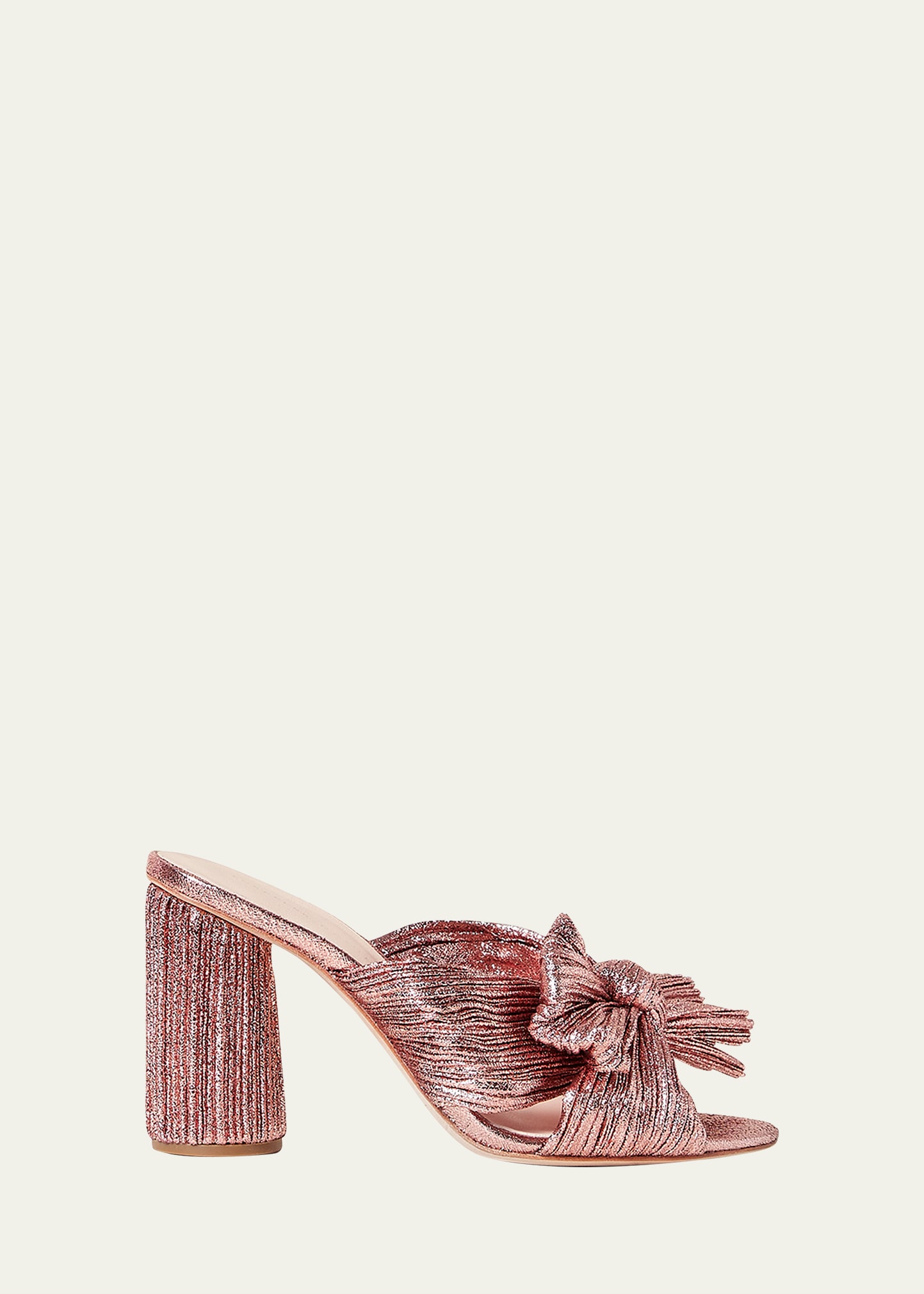 Shop Loeffler Randall Penny Pleated Metallic Slide Sandals In Rose