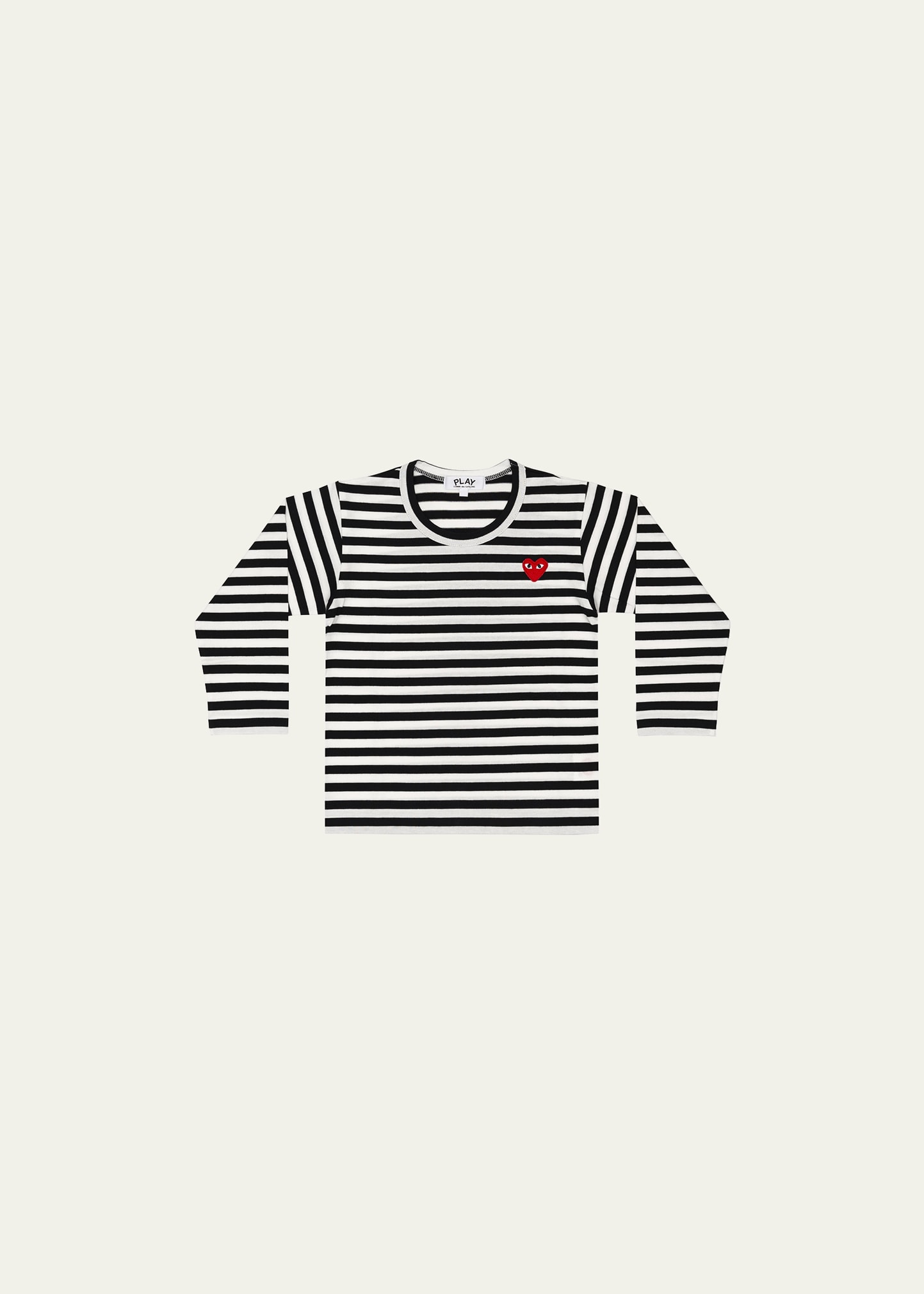 Comme Des Garçons Kid's Signature Heart Striped Long-sleeve T-shirt In Black