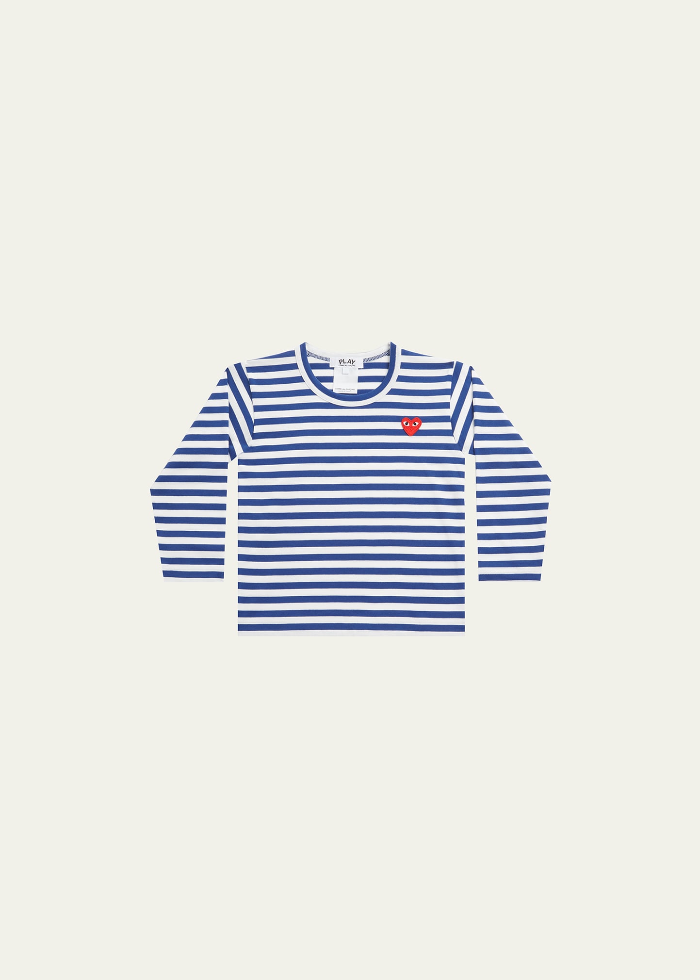Comme Des Garçons Kid's Signature Heart Striped Long-sleeve T-shirt In Blue