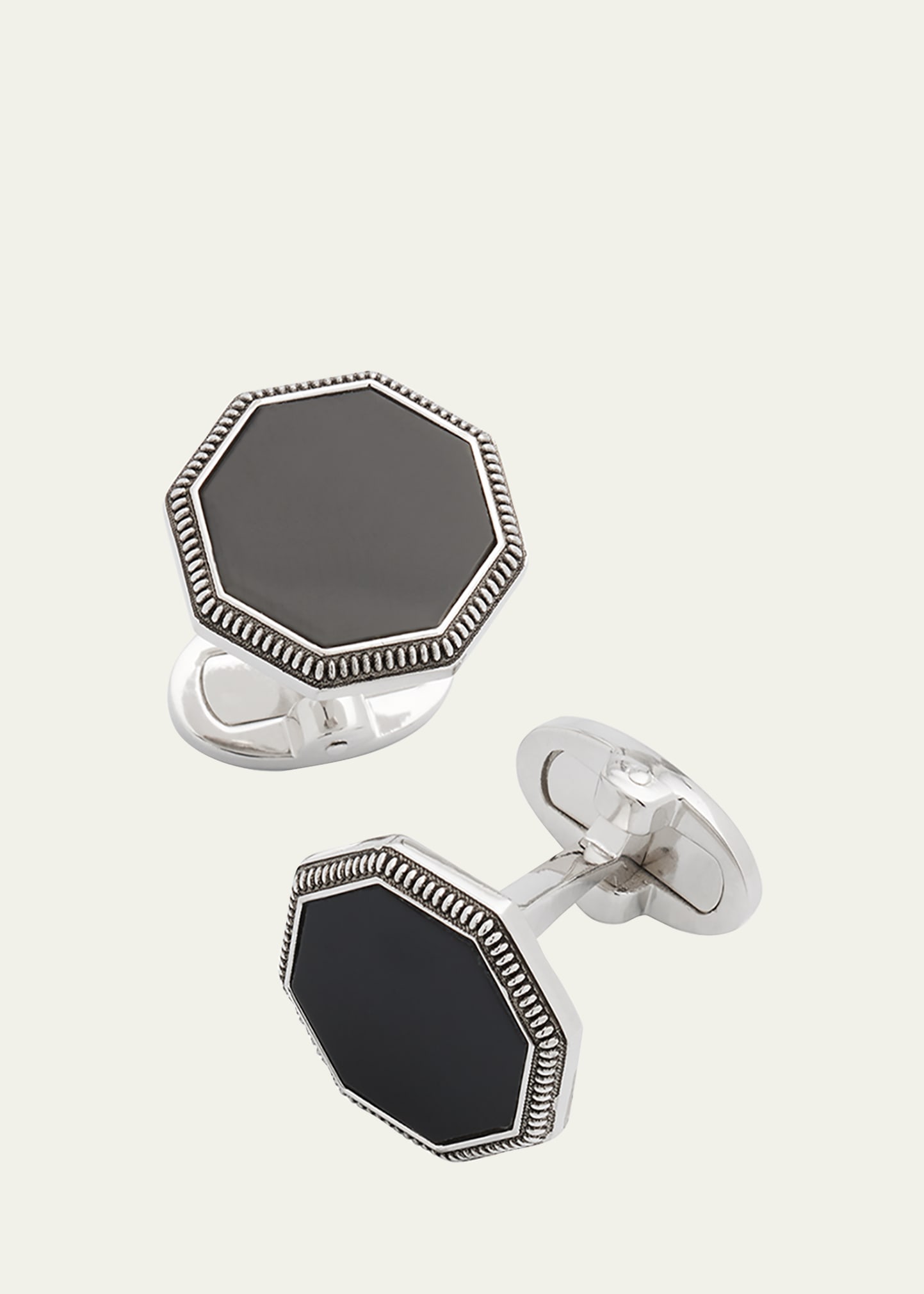 Jan Leslie Octagon Sterling Silver & Onyx Cufflinks
