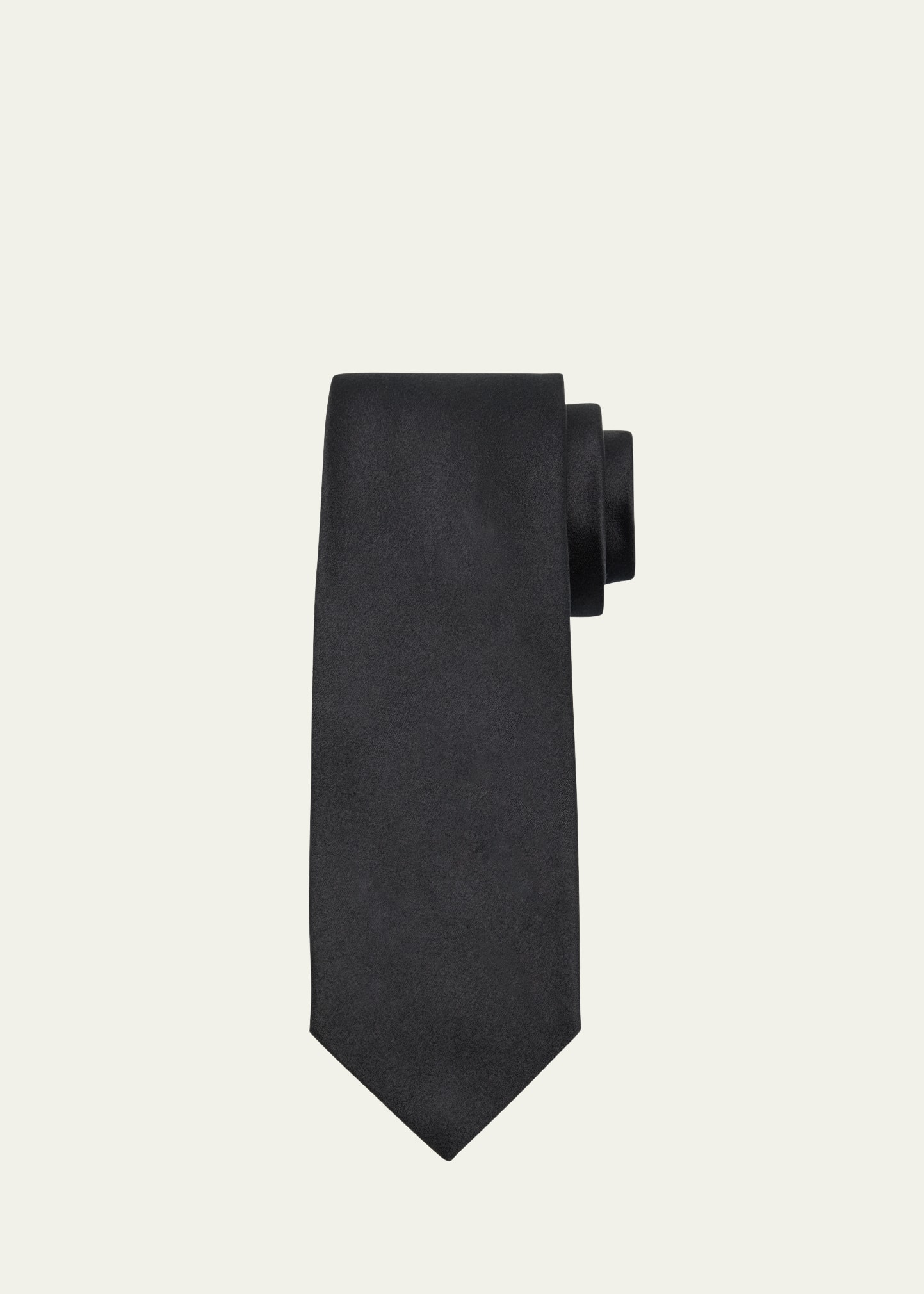 Charvet Men's Skinny Satin Silk Tie In Black