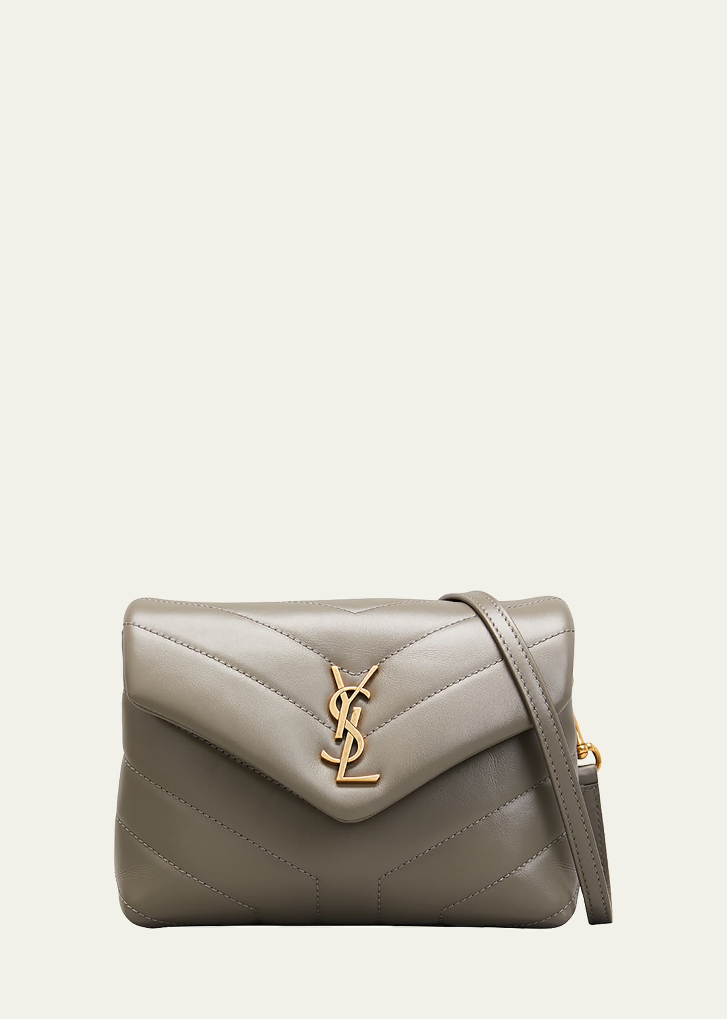 Saint Laurent Loulou Toy Ysl Matelasse Calfskin Envelope Crossbody Bag In Grey Kaki