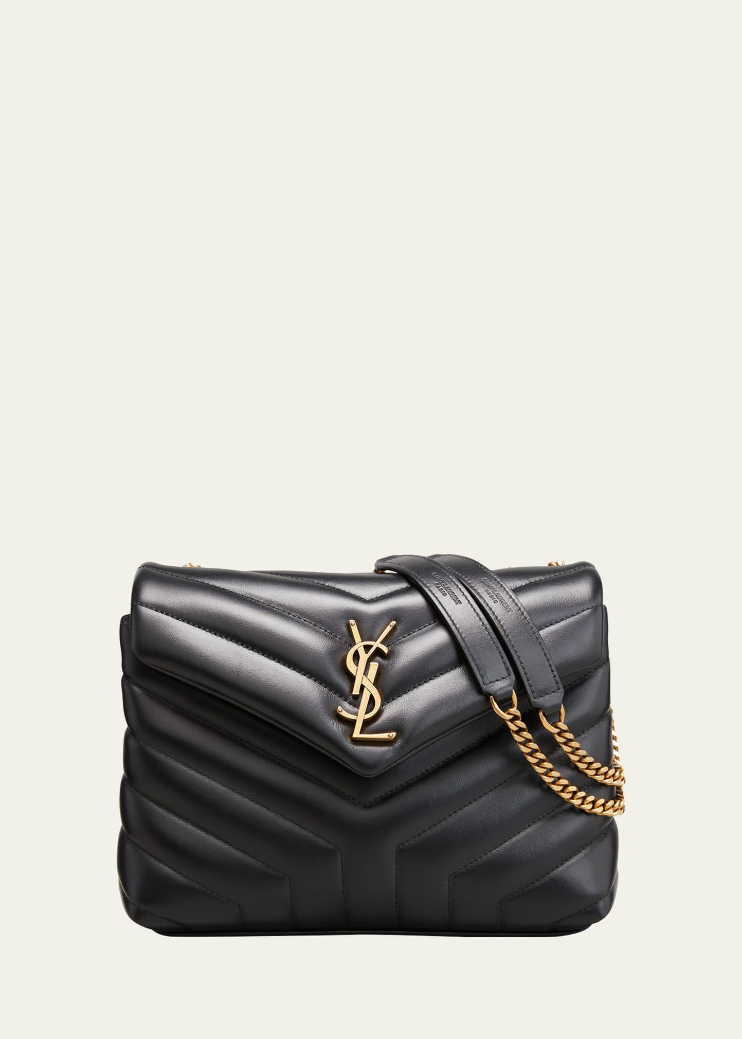 Saint Laurent Logo Plaque Shoulder Bag Quilted Black in Leather with  Gold-tone - US