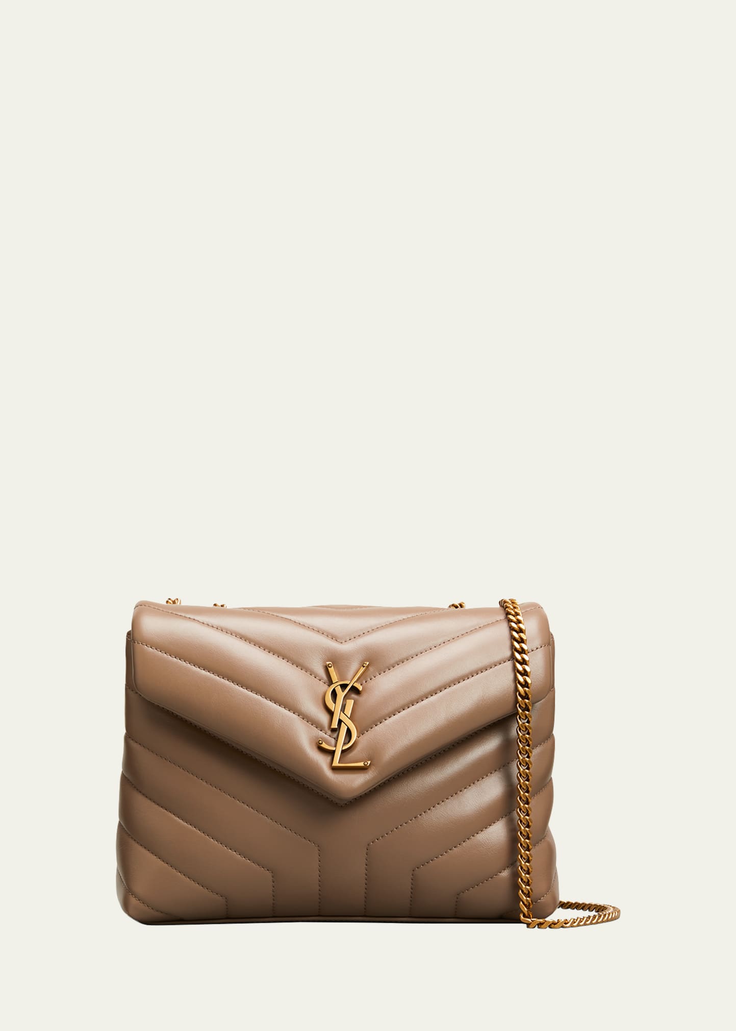 Saint Laurent Small Satchel Quilted Leather Cross-body Bag in Natural