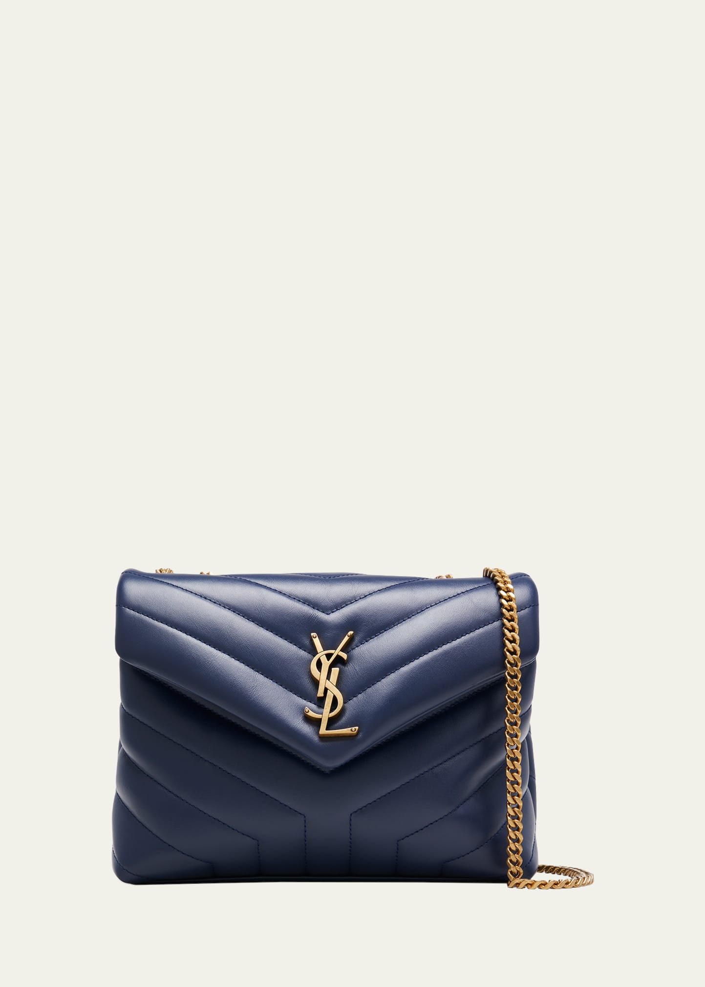 Saint Laurent Loulou Small Matelasse Calfskin Flap-top Shoulder Bag In Blue Char