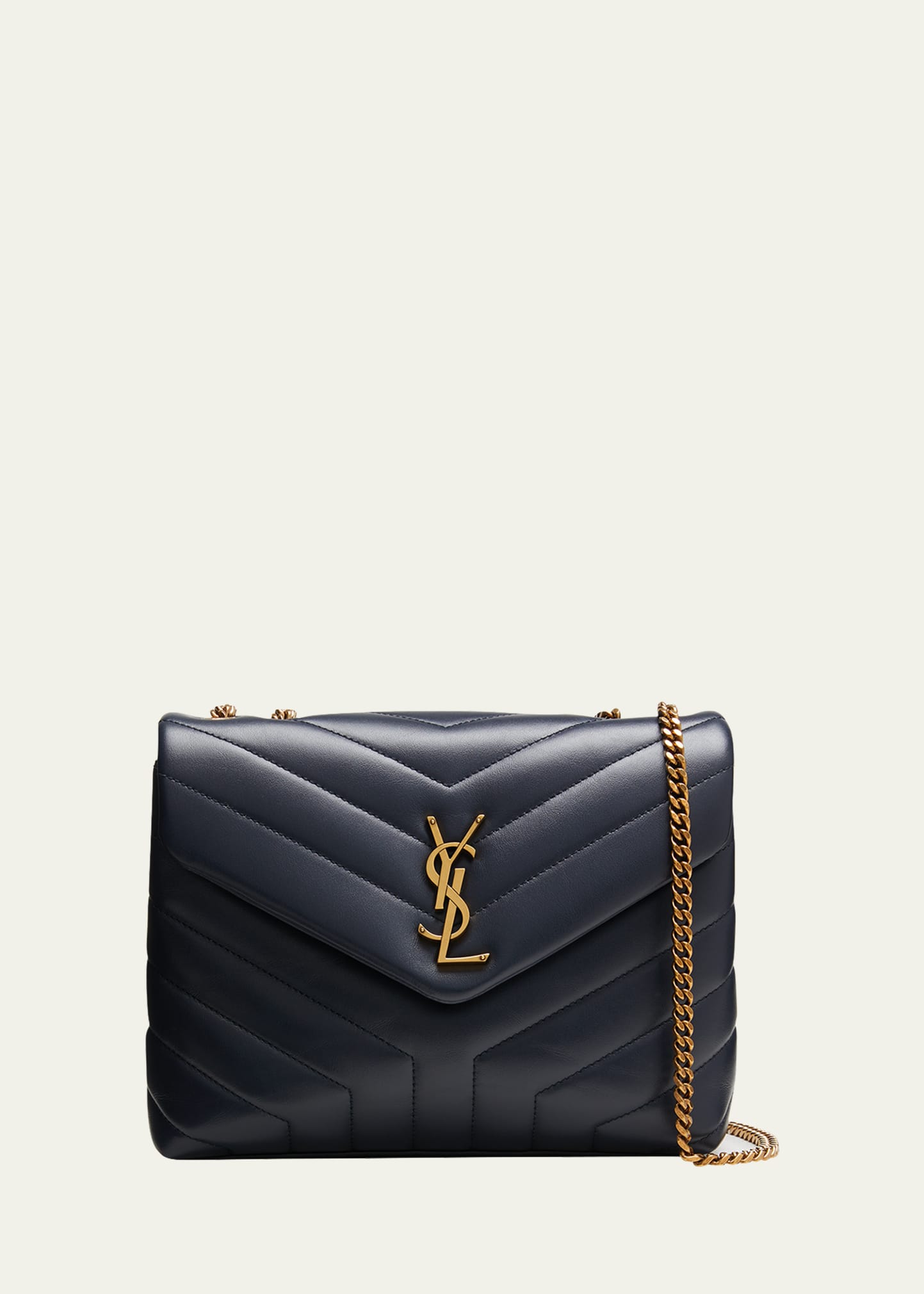 Saint Laurent Loulou Small Matelasse Calfskin Flap-top Shoulder Bag In Deep Marine