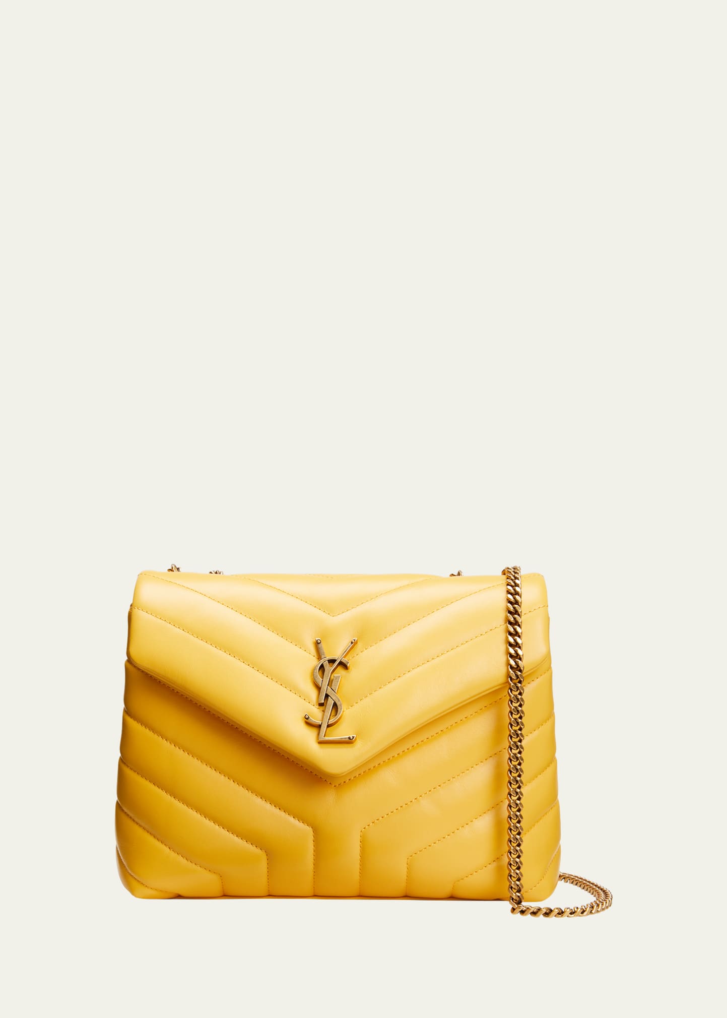 Saint Laurent Loulou Small Matelasse Calfskin Flap-top Shoulder Bag In Yellow Ble