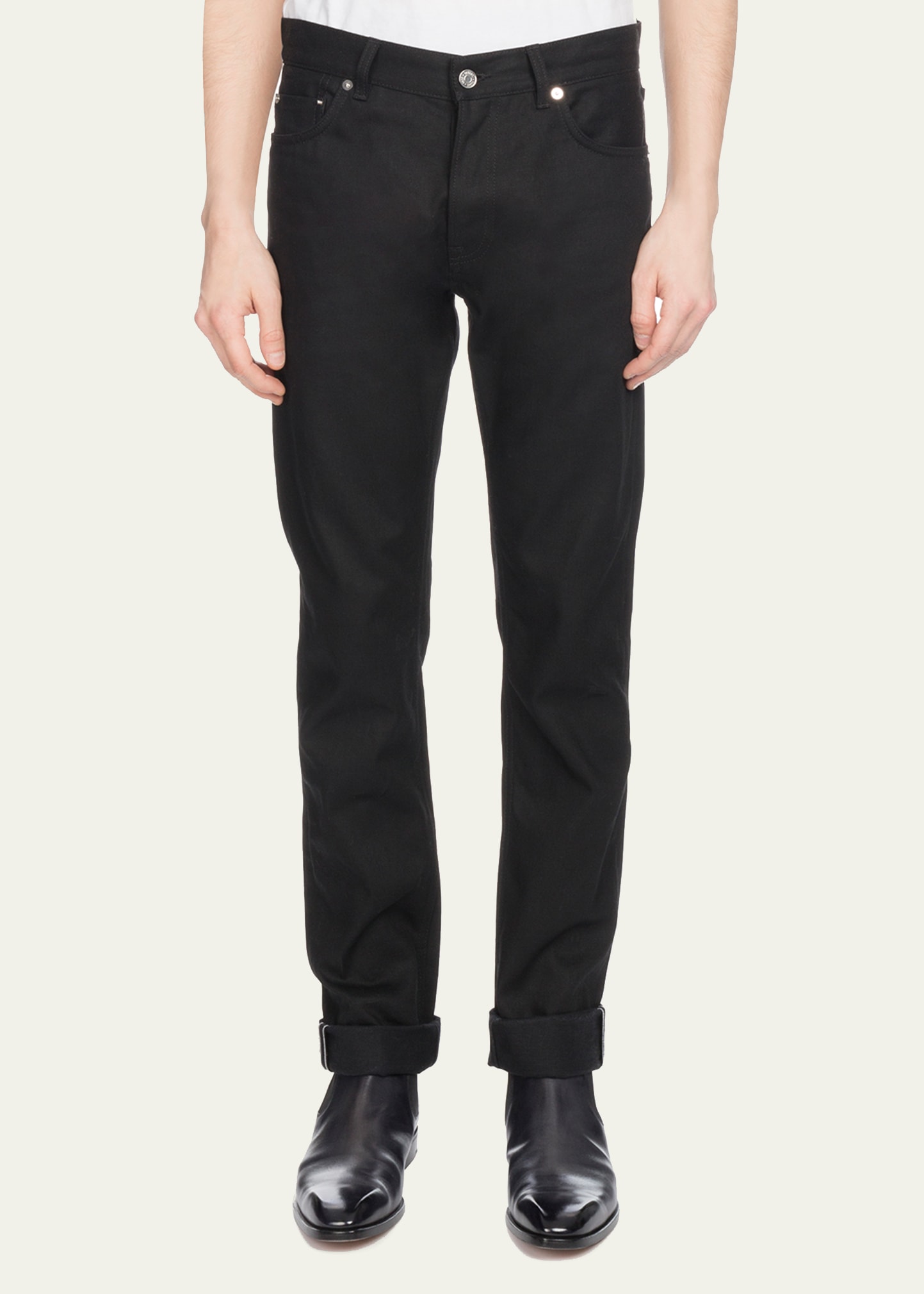 Berluti Men's Straight-Leg Cotton Jeans, Black