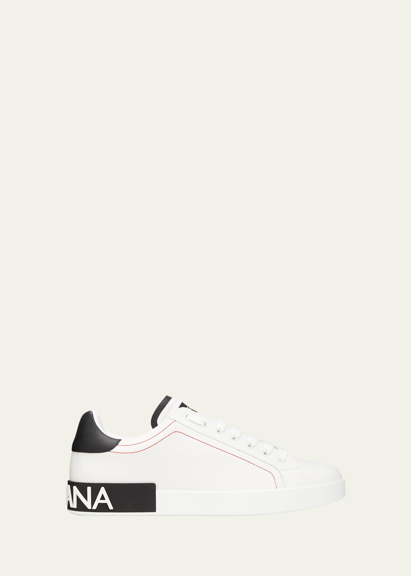 Dolce & Gabbana Calfskin Nappa Portofino Sneakers For Men In White