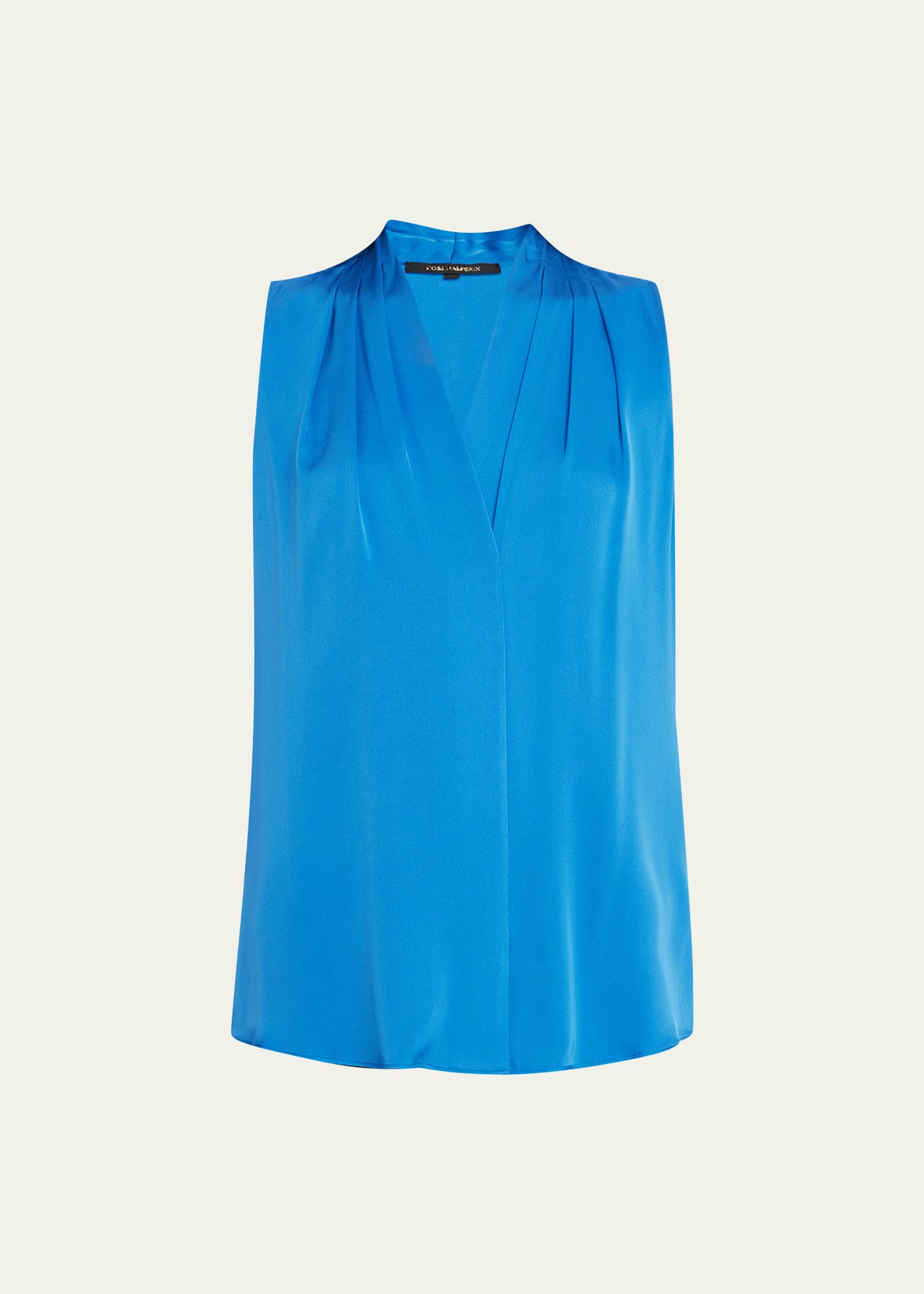 Kobi Halperin Mila Sleeveless V Neck Pleated Silk Blouse In Admiral