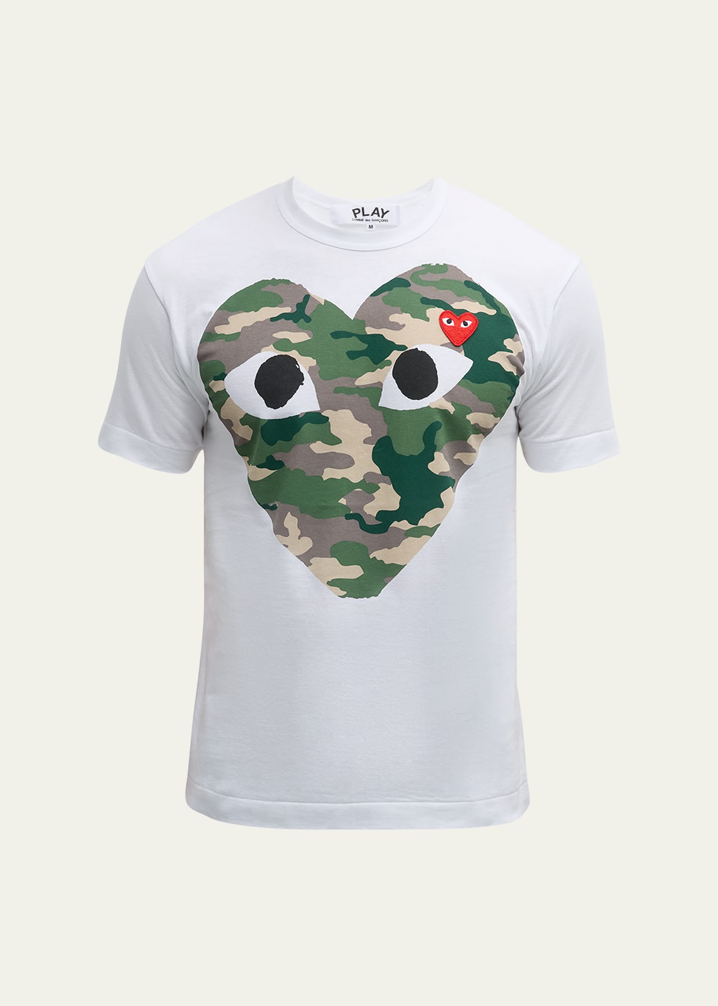 Shop Comme Des Garçons Men's Camo Heart Short-sleeve T-shirt In White