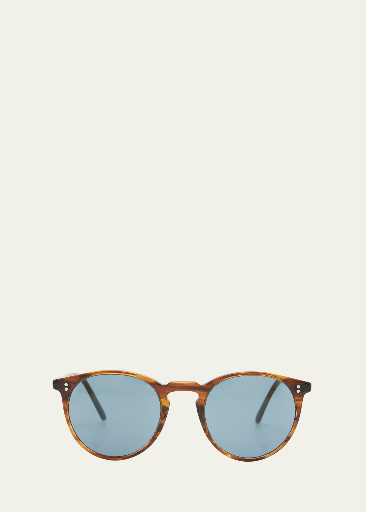 Oliver Peoples Men's O'malley Nyc Peaked Round Sunglasses In Brown Wood