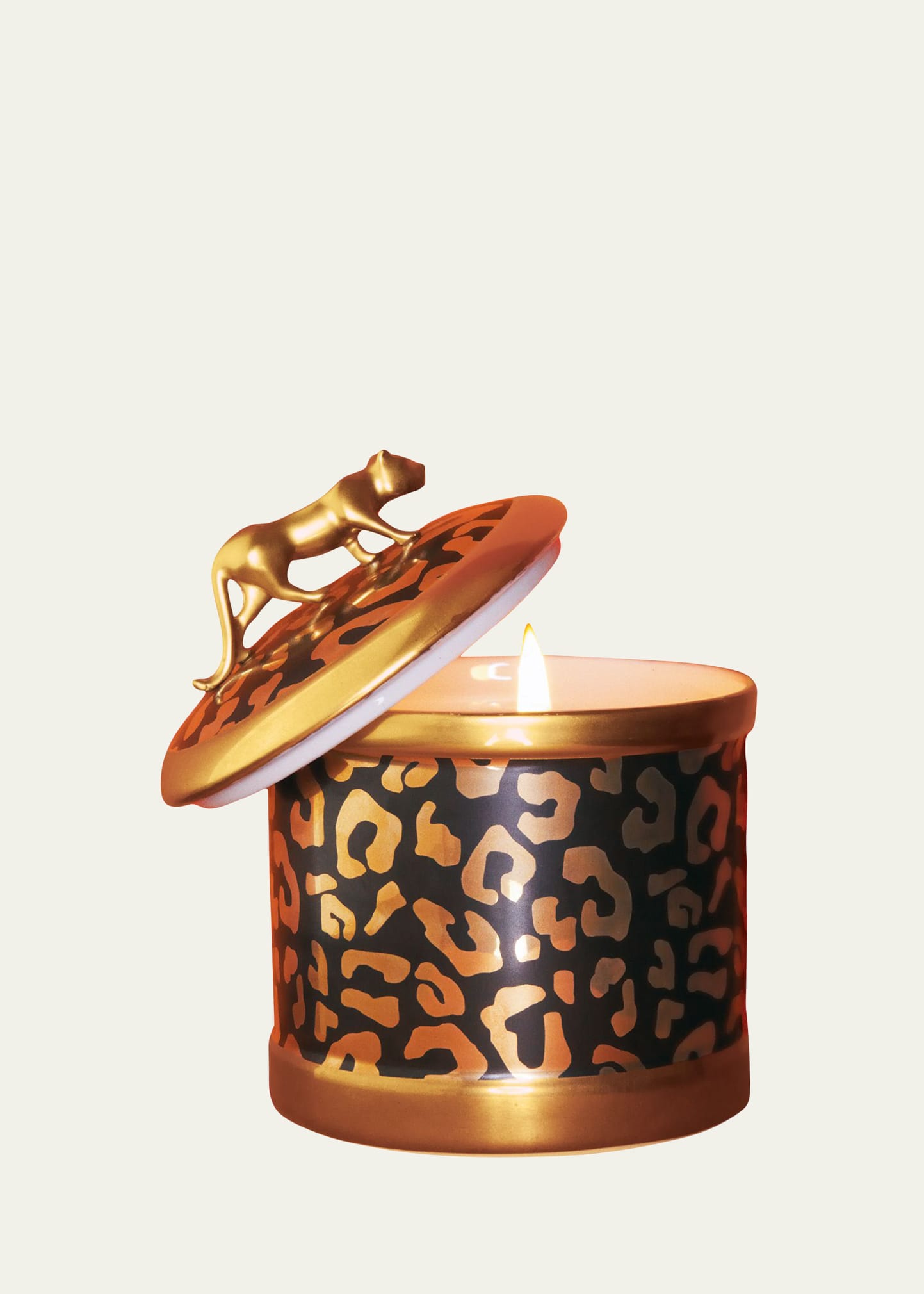 Leopard-Design Candleholder & Scented Candle