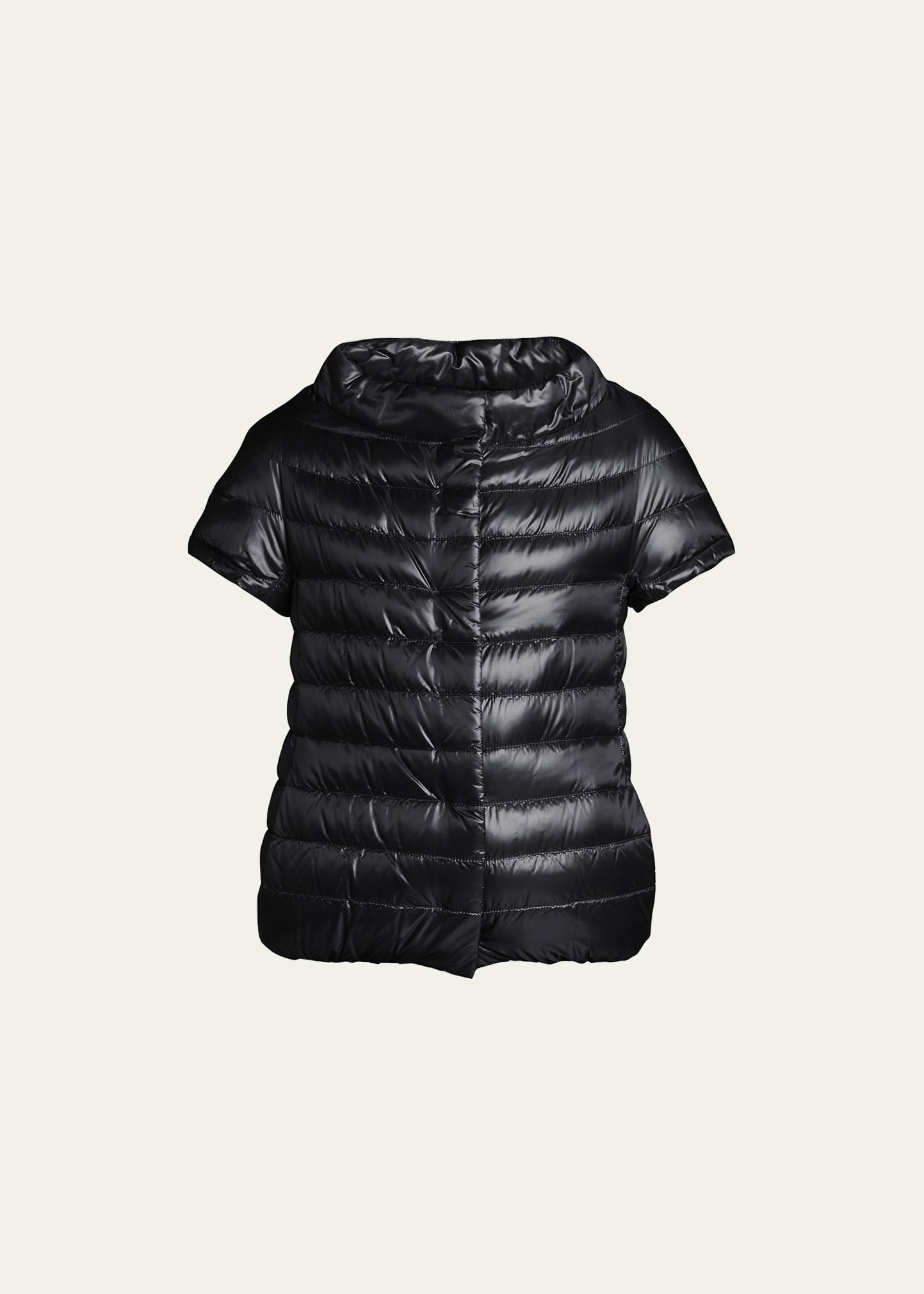 Herno Short-sleeve Snap-front Quilted Puffer Jacket In Black