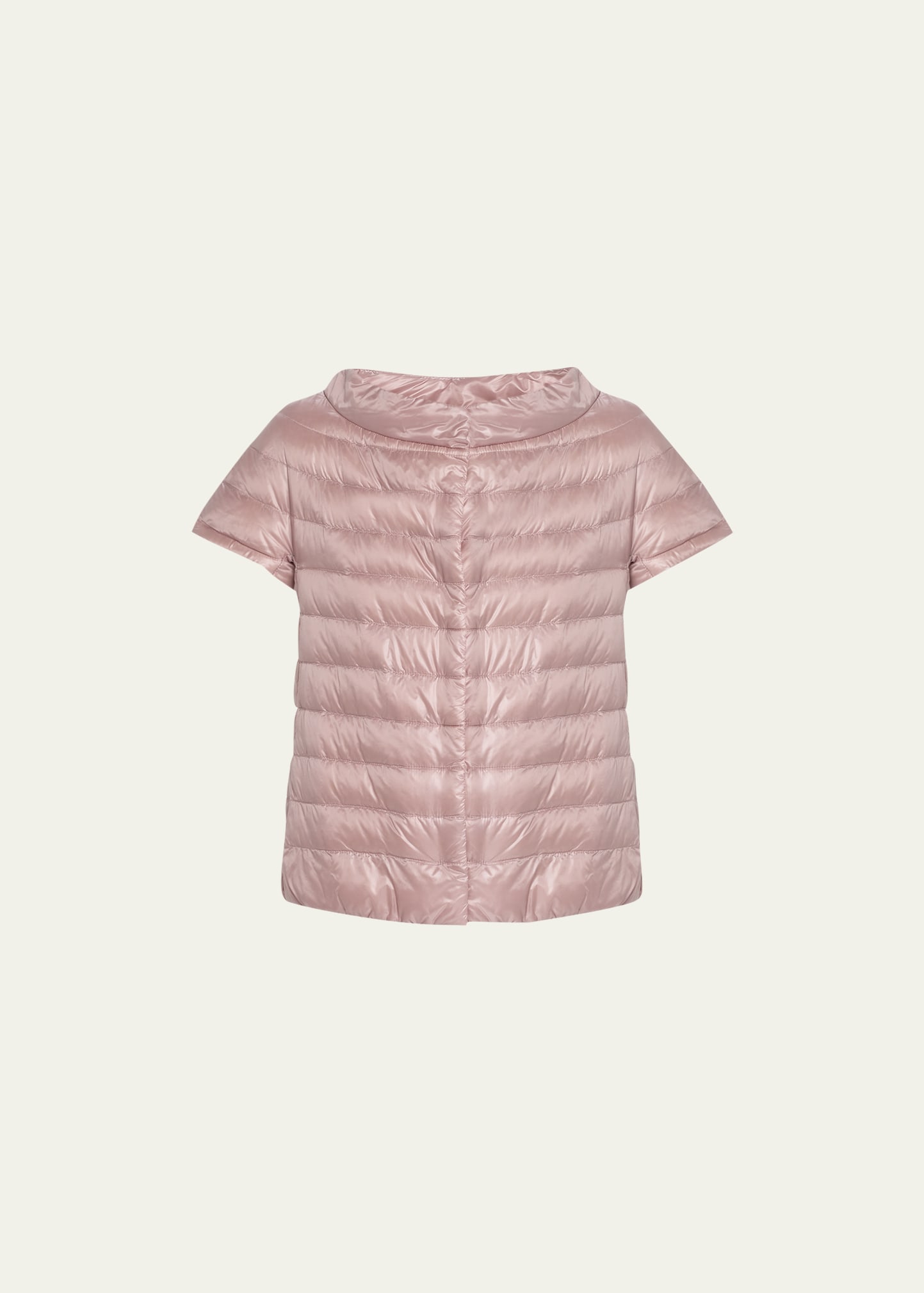 Herno Short-sleeve Snap-front Quilted Puffer Jacket In Pale Pink