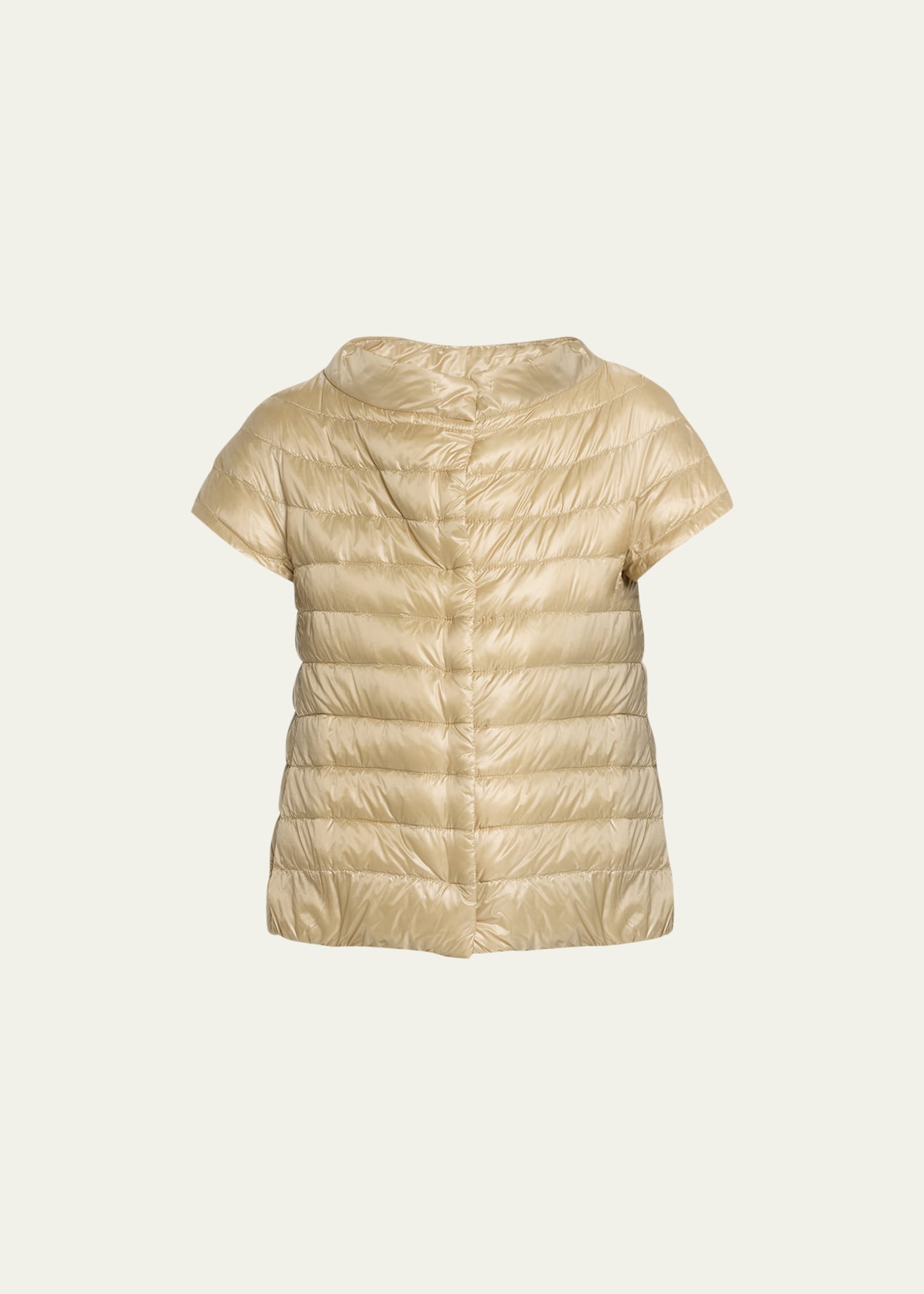 Shop Herno Short-sleeve Snap-front Quilted Puffer Jacket In Light Sand