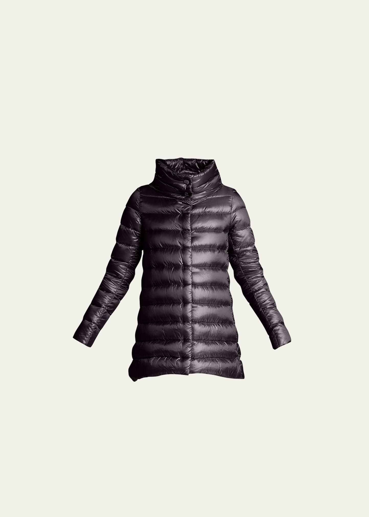 Ribbed High-Low Down Puffer Jacket
